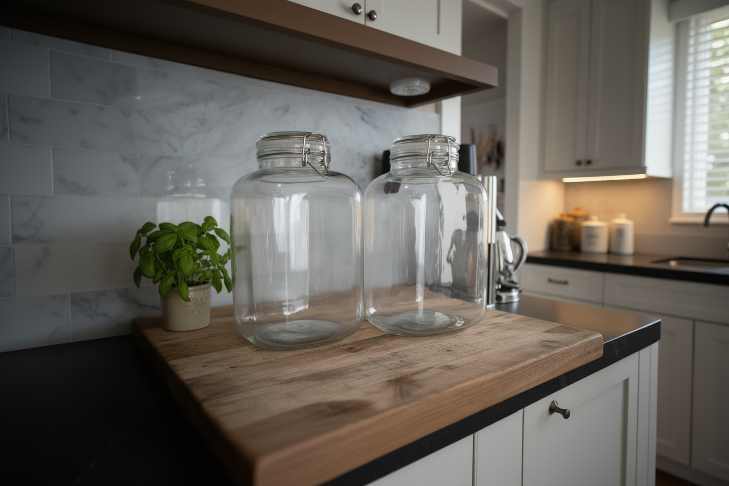 Large Wide Square Storage Jar with Clasp Closure