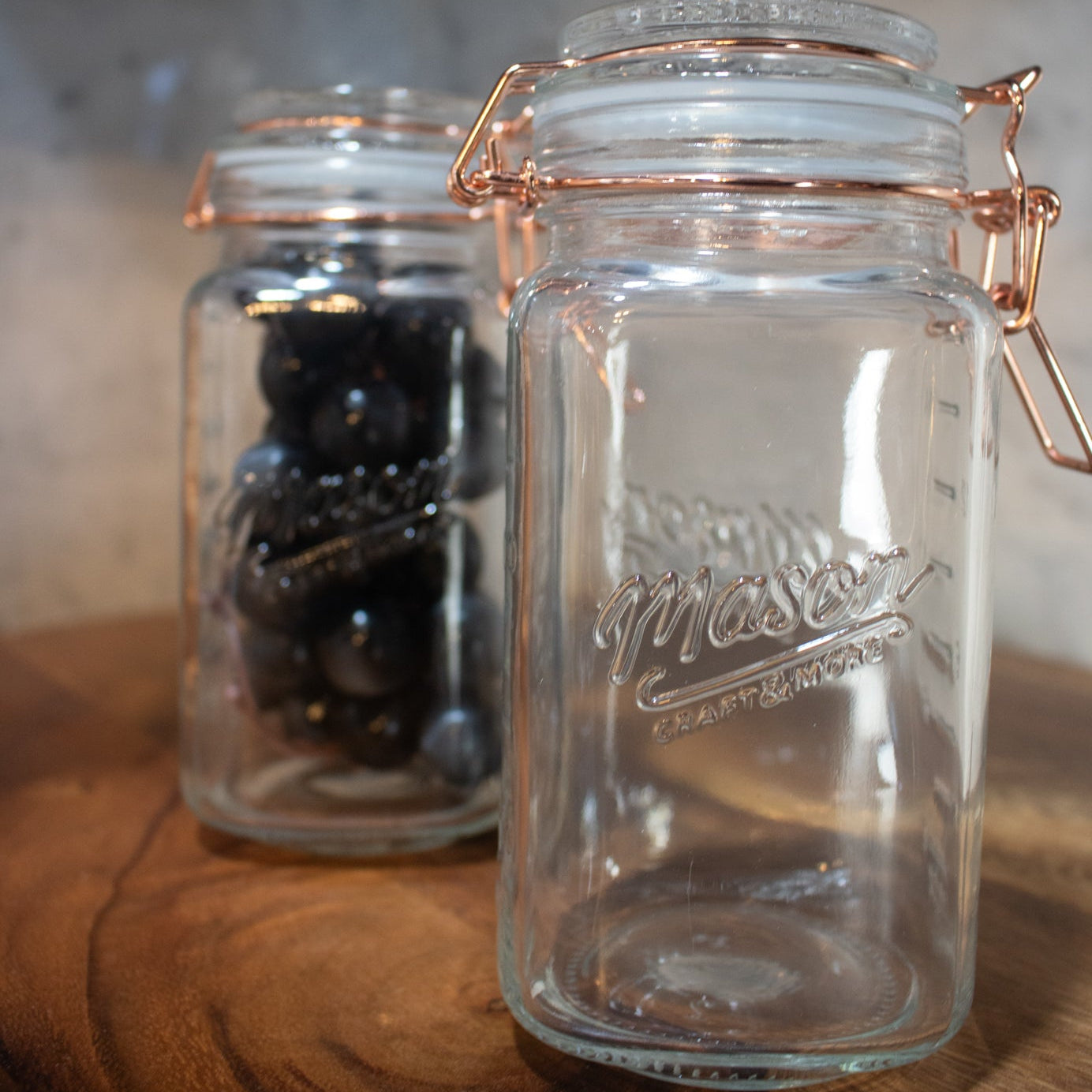 Mason Jar with Copper Clamp on Lid