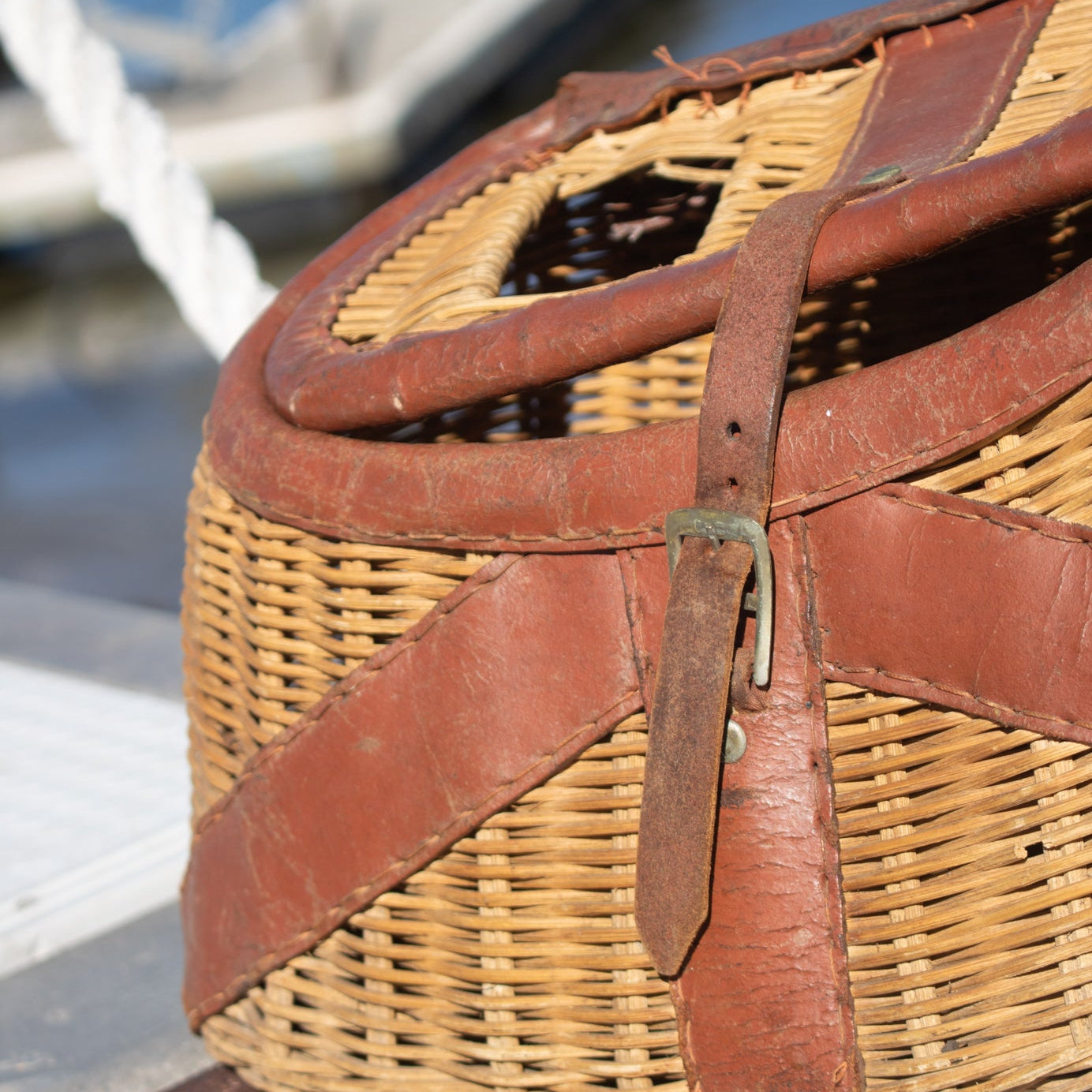 Vintage Fishing Creel Wicker Basket