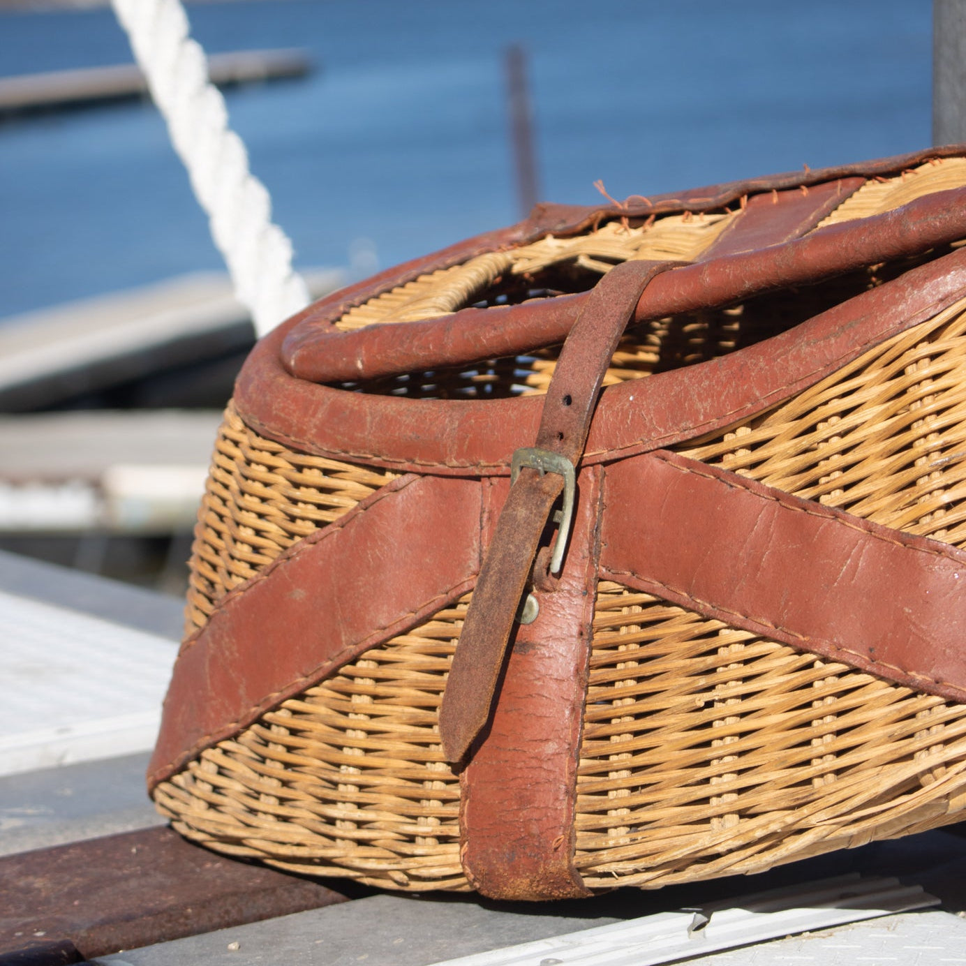 Vintage Fishing Creel Wicker Basket