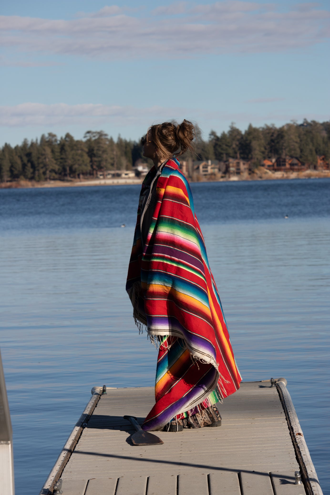 Vintage Southwestern Striped Queen Sized Throw Blanket With Fringe 80" x 60"