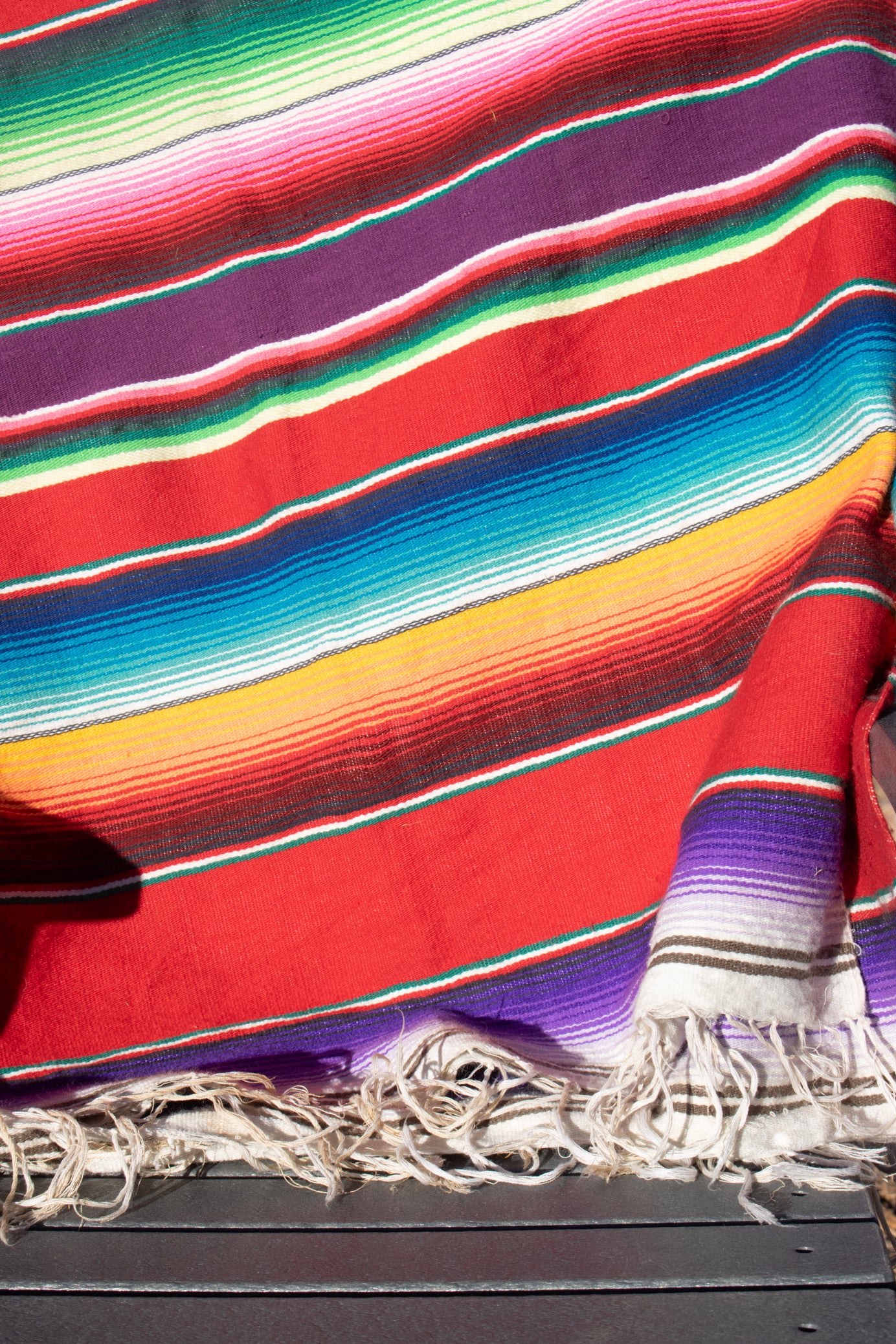 Vintage Southwestern Striped Queen Sized Throw Blanket With Fringe 80" x 60"