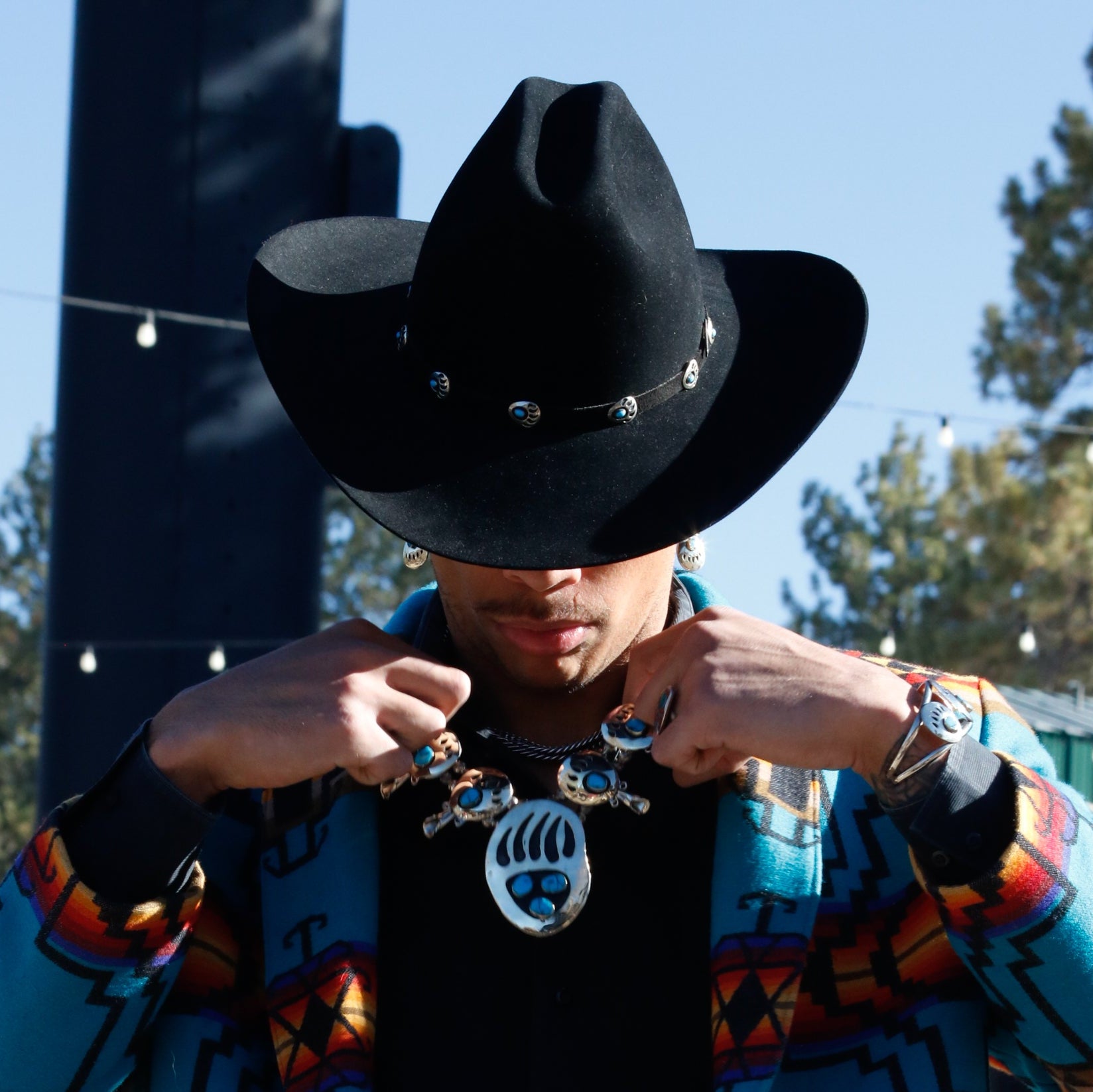 Black XXXX Stetson Cowboy Hat Featuring a Leather Band