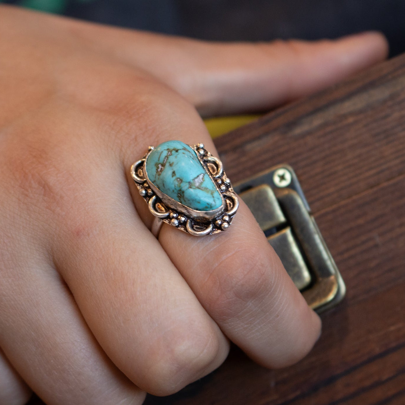 Faux Turquoise Gemstone Ring Size 8