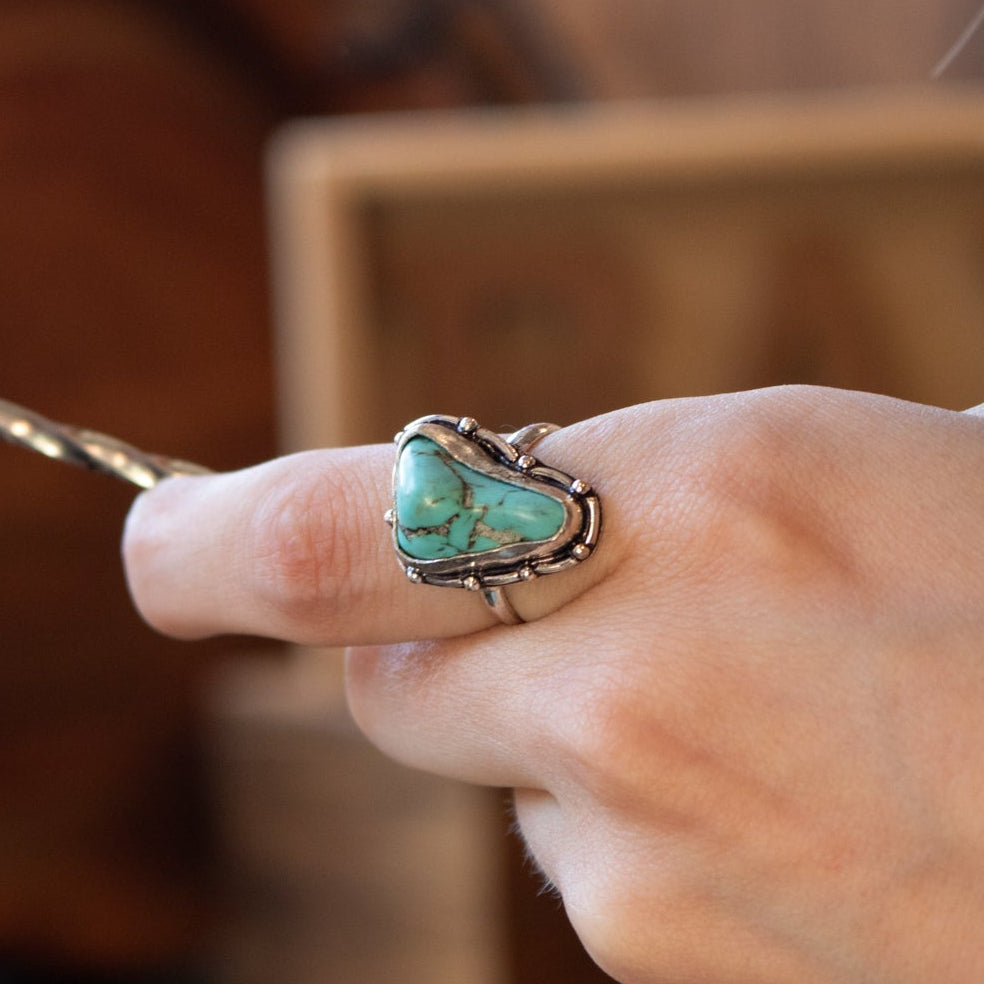 Faux Turquoise Gemstone Ring Size 6