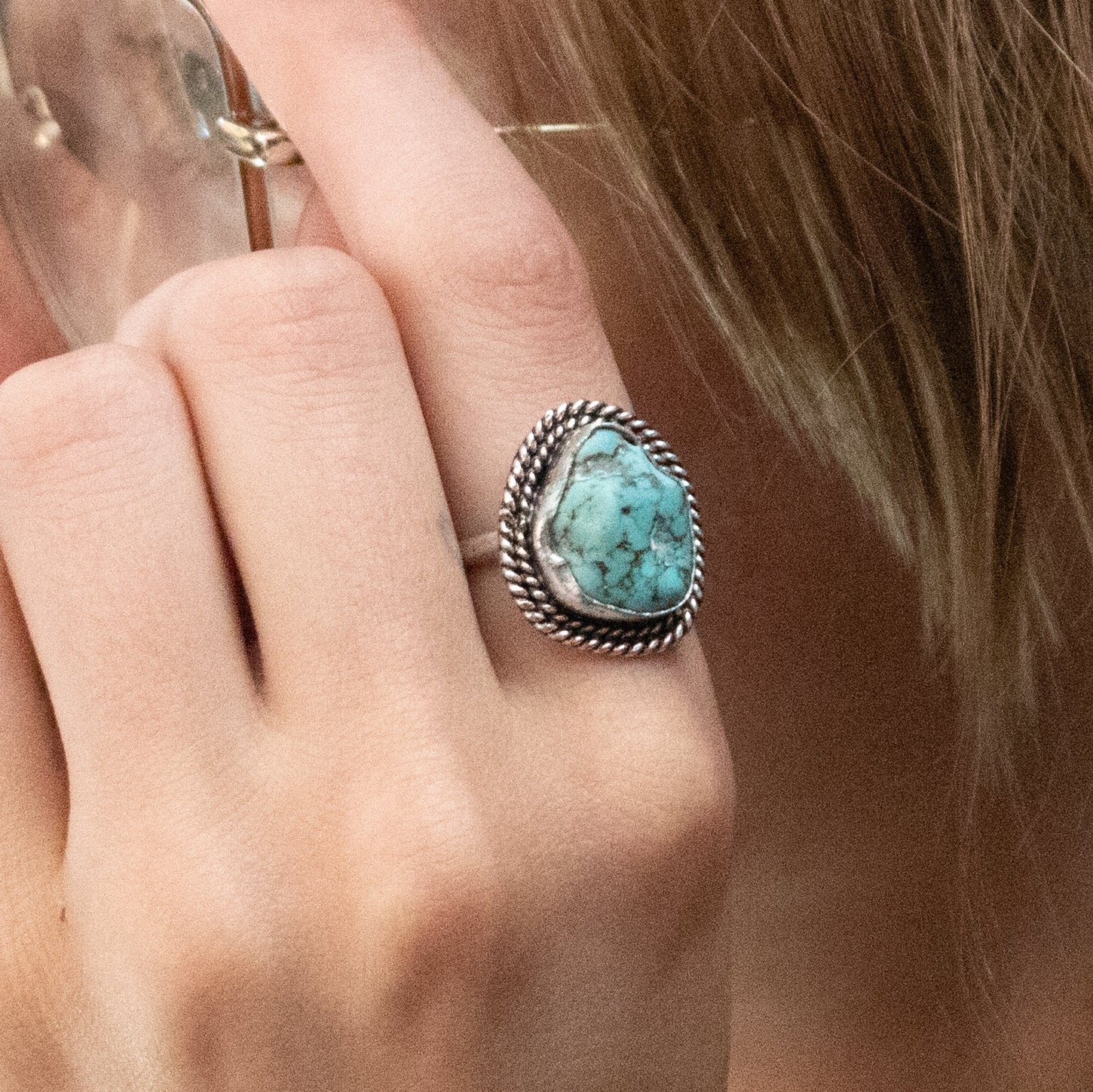 Faux Turquoise Gemstone Ring Size 6
