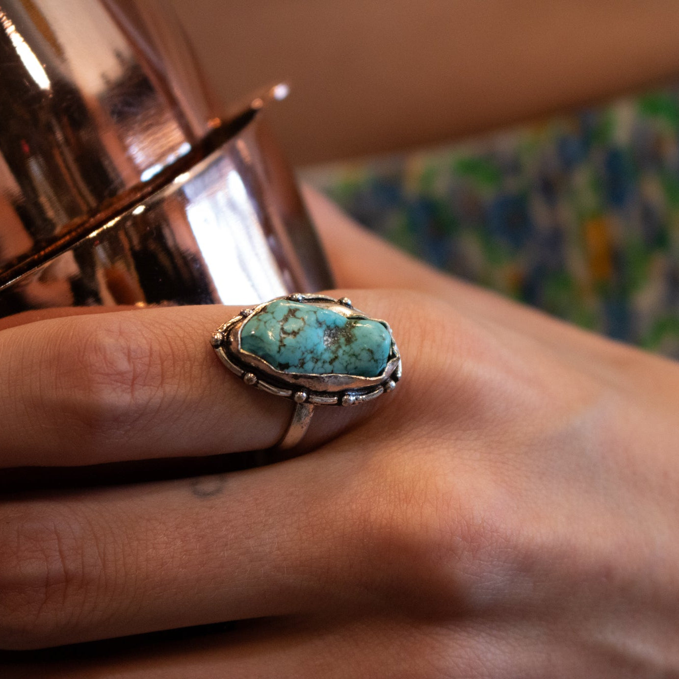 Faux Turquoise Gemstone Ring Size 6.5