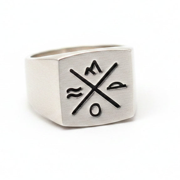 Pura Vida Men's Compass Signet Ring Silver Size 10