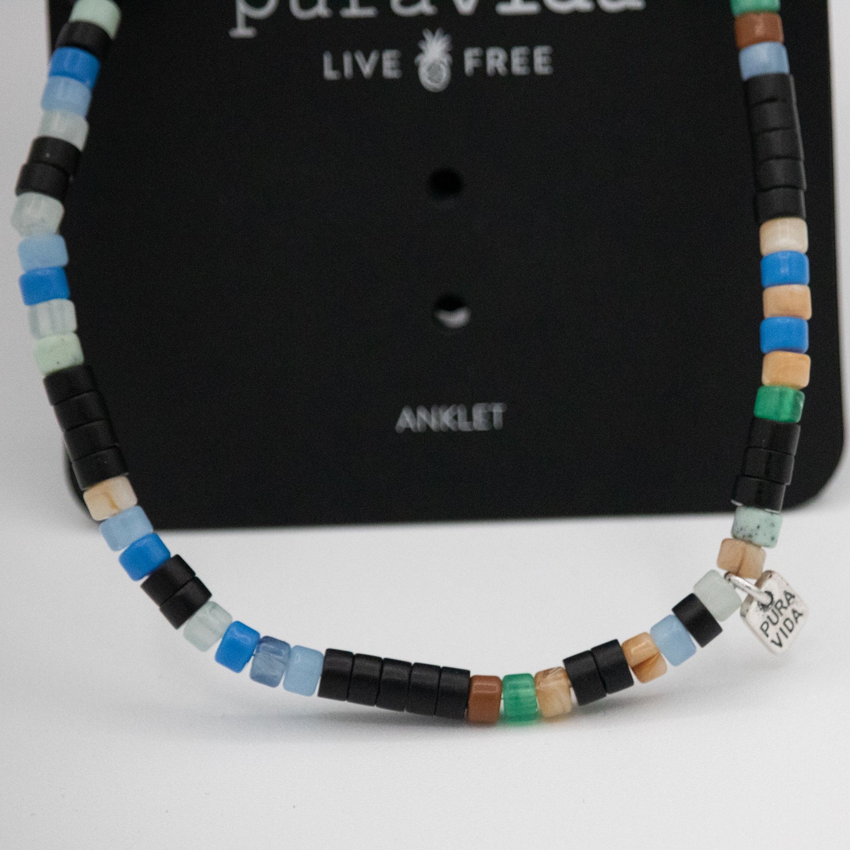 Pura Vida Men's Mixed Seed Bead Stretch Anklet