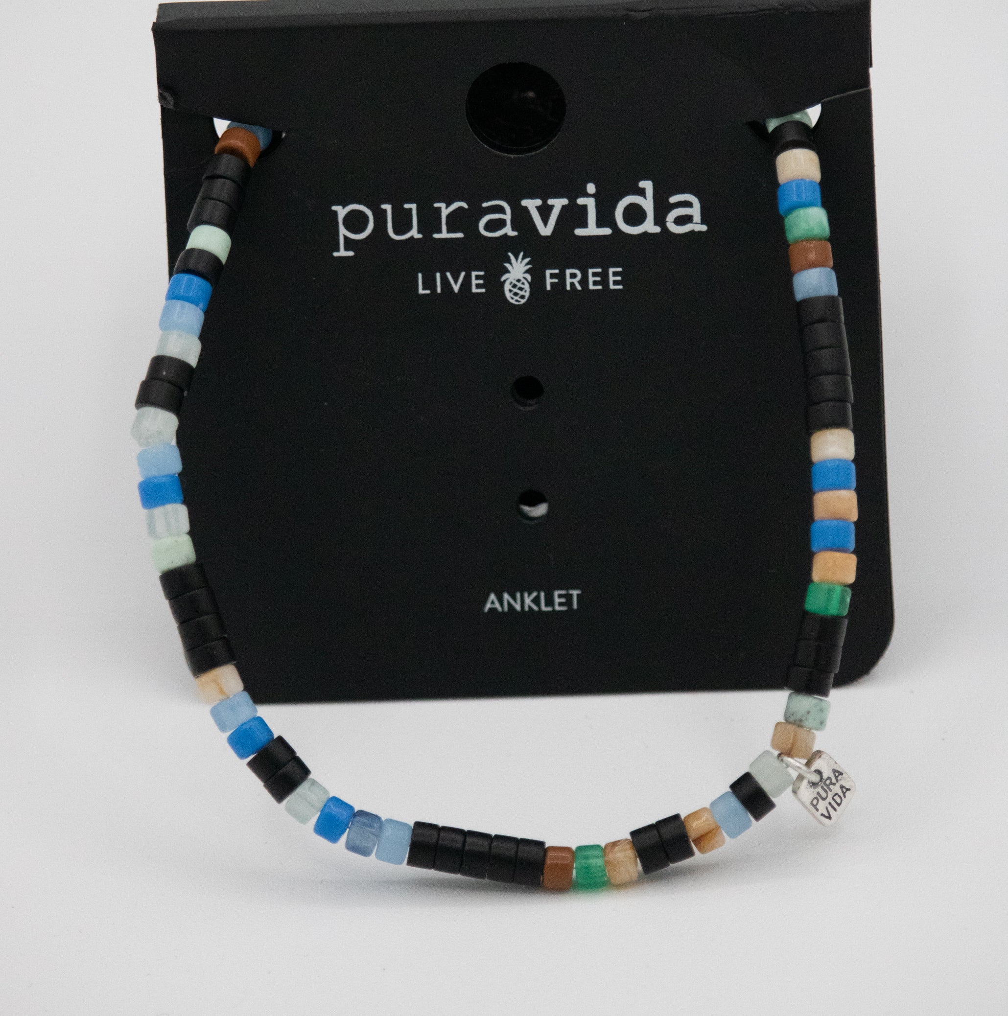 Pura Vida Men's Mixed Seed Bead Stretch Anklet