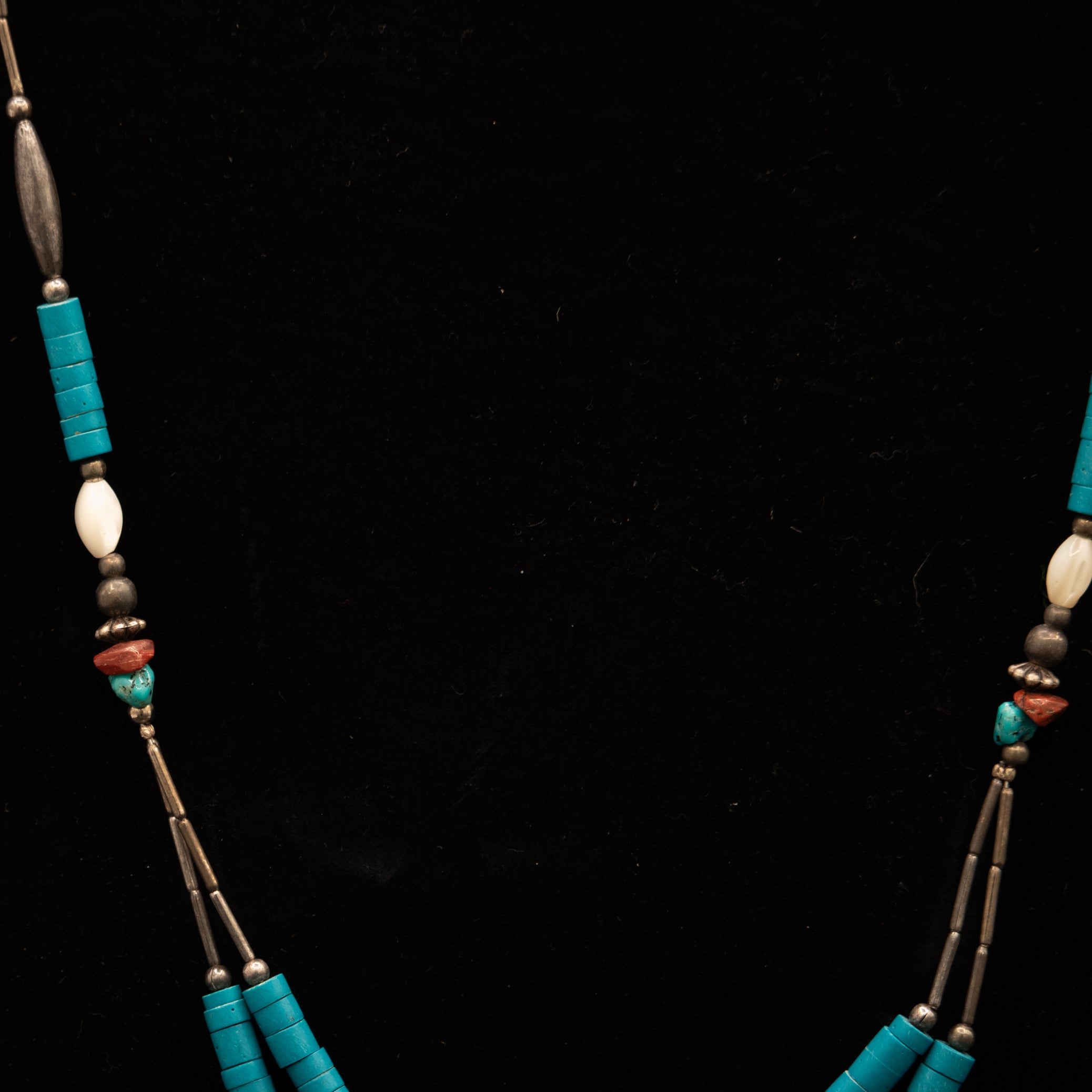Vintage Native American Navajo Sterling Silver Turquoise Opal Necklace with Little Opal Bird