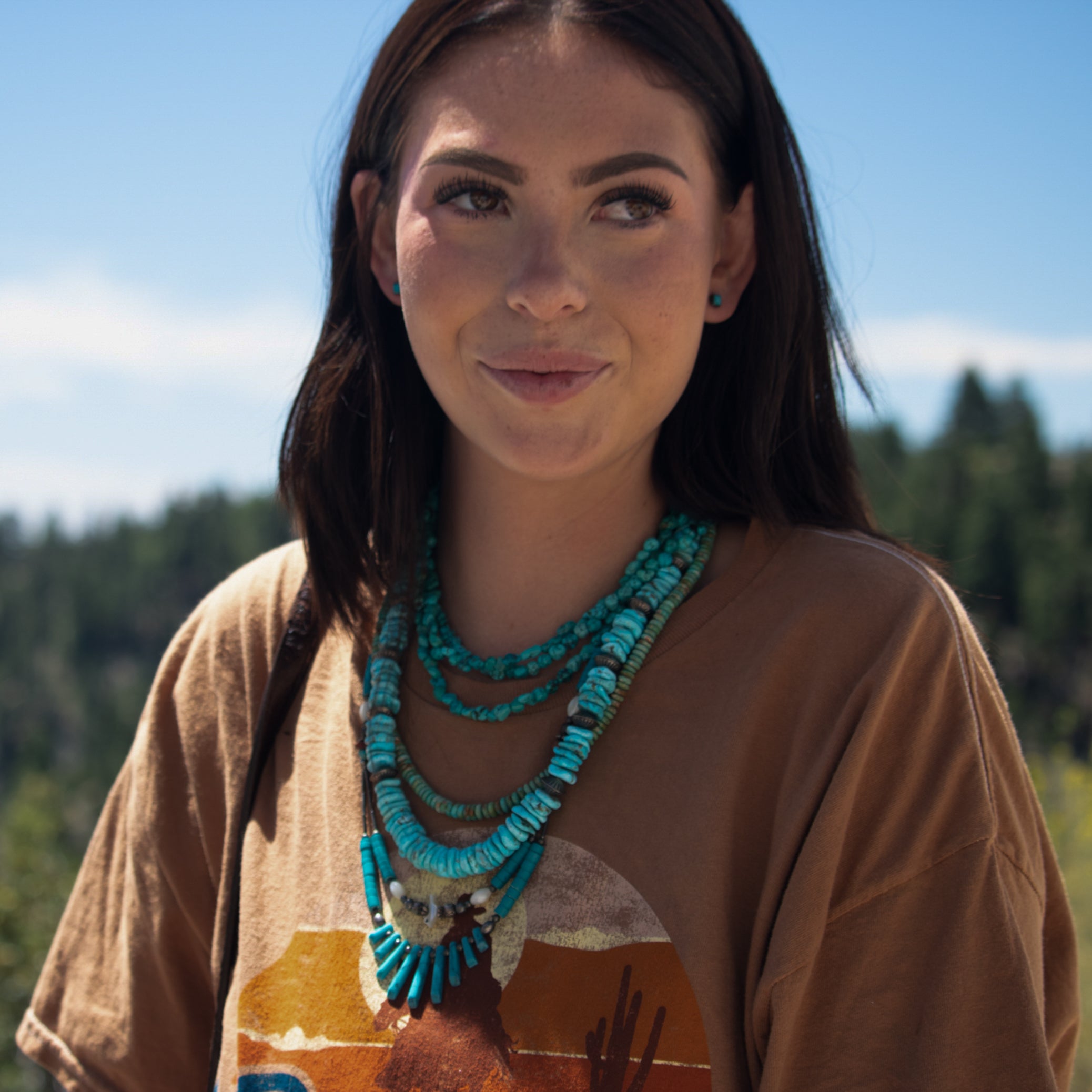 Vintage Native American Navajo Sterling Silver Turquoise Opal Necklace