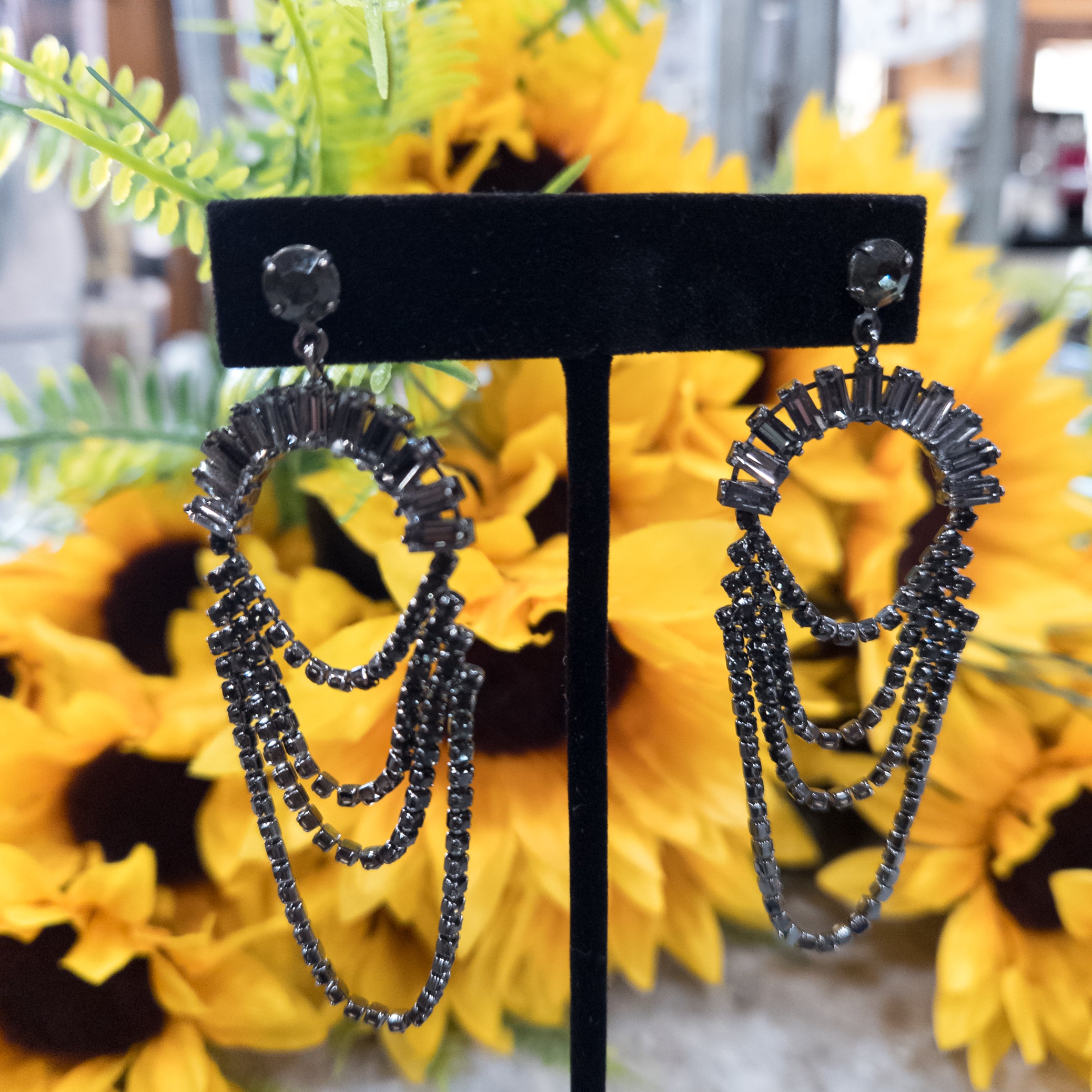 Beautifully Crafted Louisa Hematite Chandelier Earrings