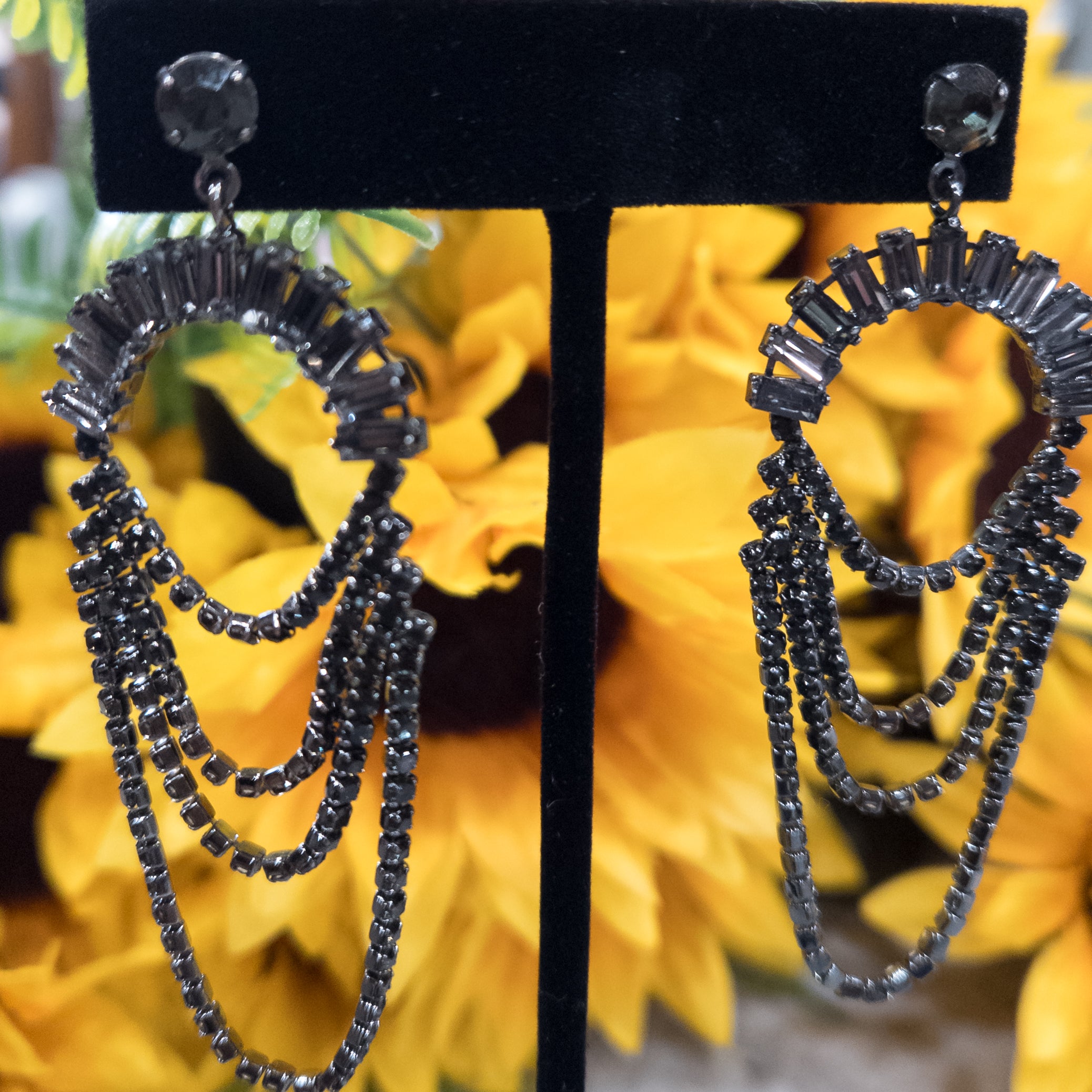 Beautifully Crafted Louisa Hematite Chandelier Earrings
