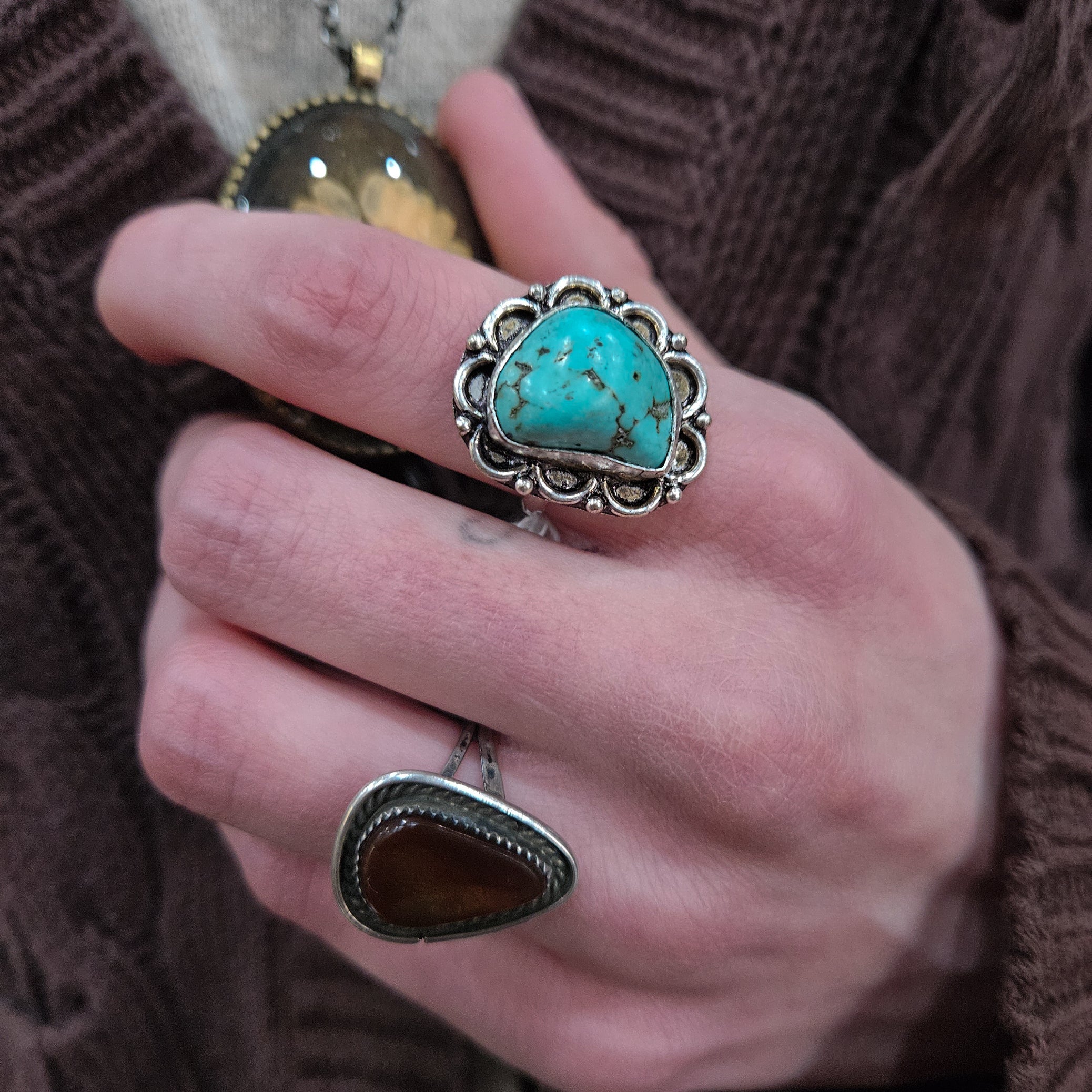 Faux Turquoise Gemstone Ring Size 7
