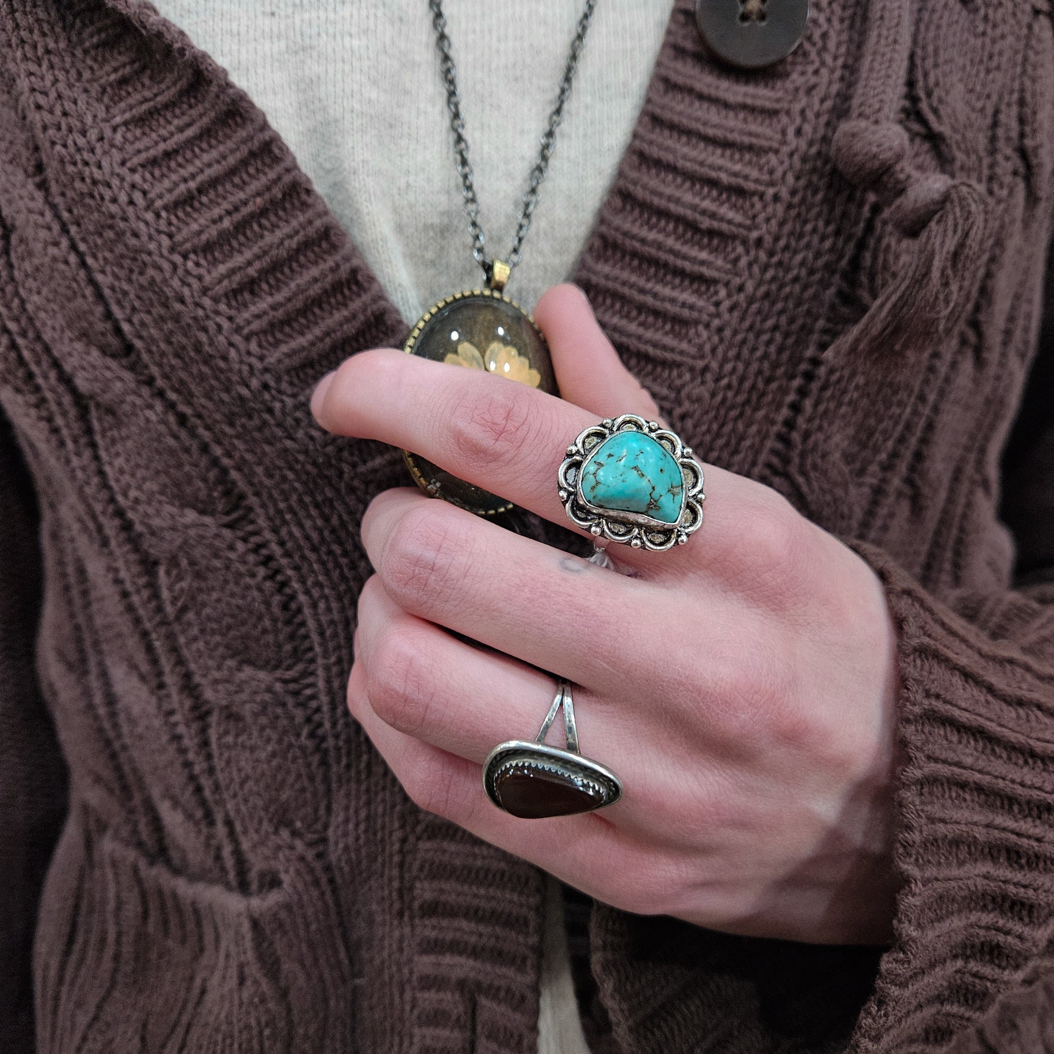 Faux Turquoise Gemstone Ring Size 7