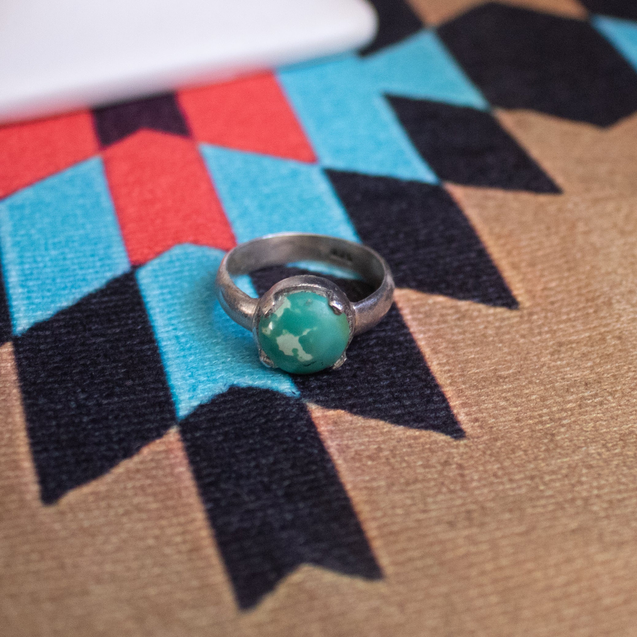 Sterling Silver Hachiya Turquoise Gemstone Ring Size 7.5