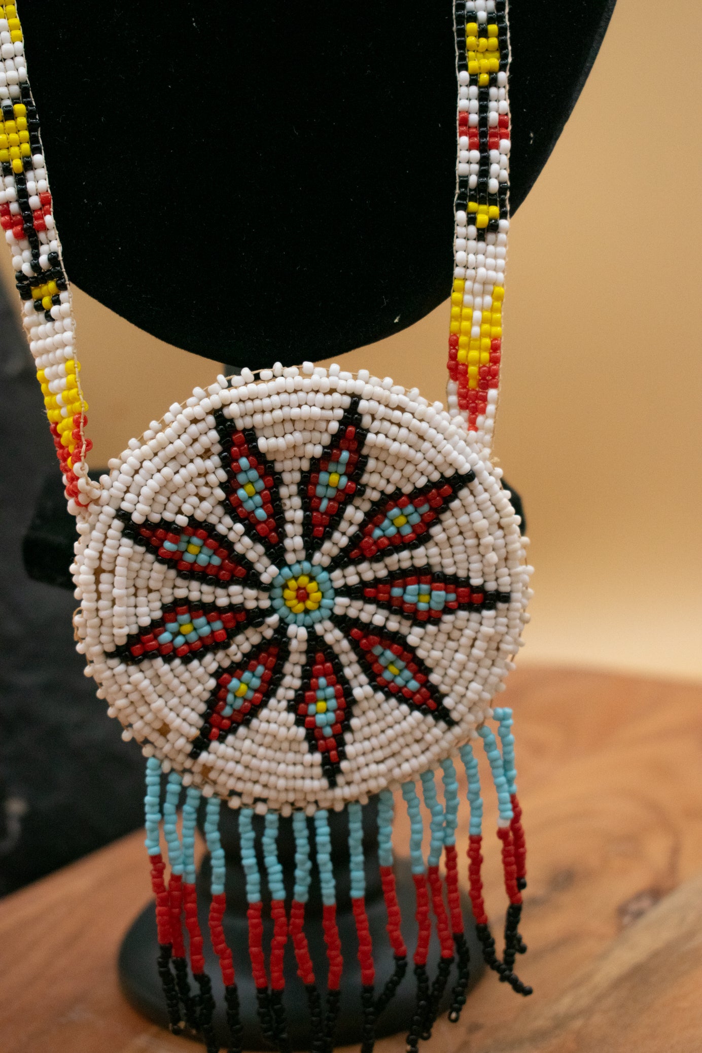 Vintage Native American Beaded Rosette Medallion Necklaces