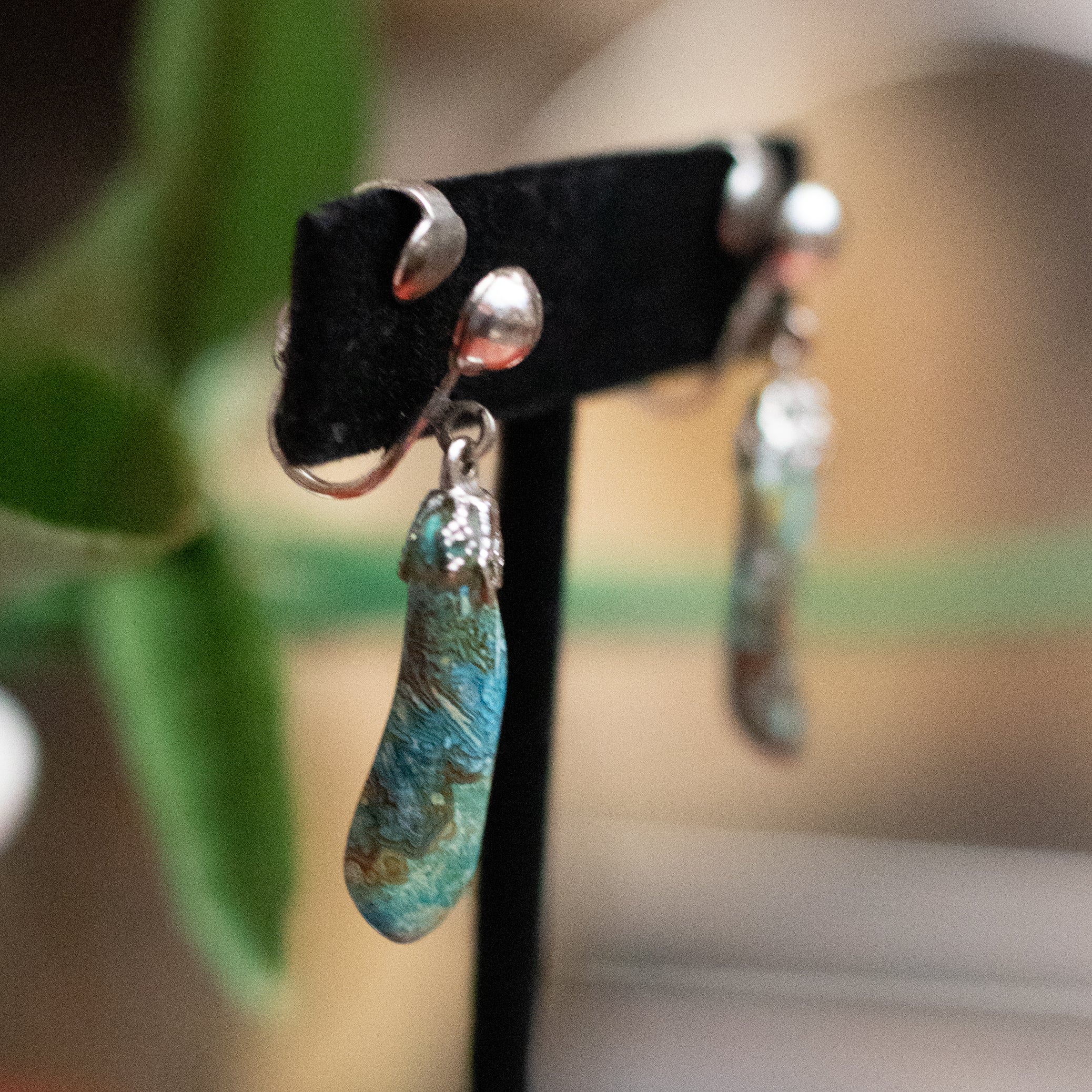 Natural Kingman Turquoise Nugget Clip on Earrings