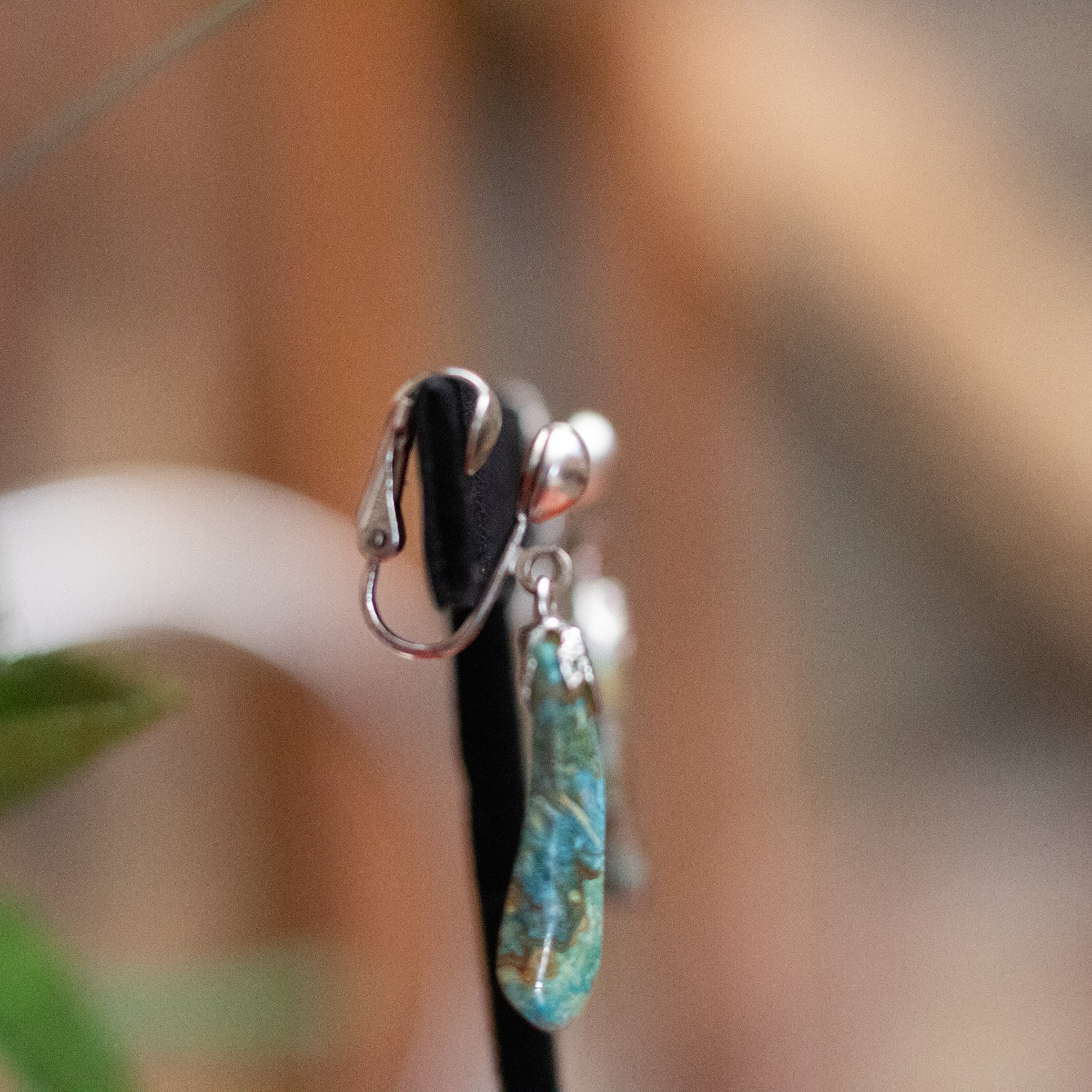 Natural Kingman Turquoise Nugget Clip on Earrings