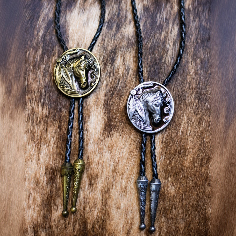 Novelty Fashion Jewelry Simple Metal Animal Horse Head Bolo Tie