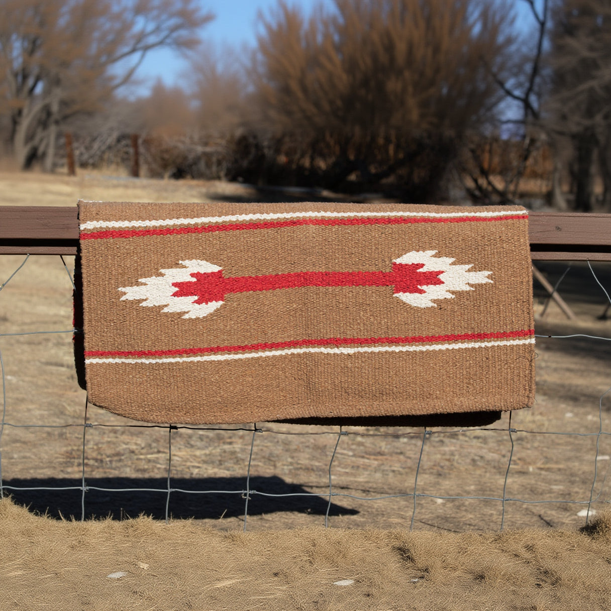 Weaver Double Weave Acrylic Saddle Blanket Tan and Red 32" x 32"
