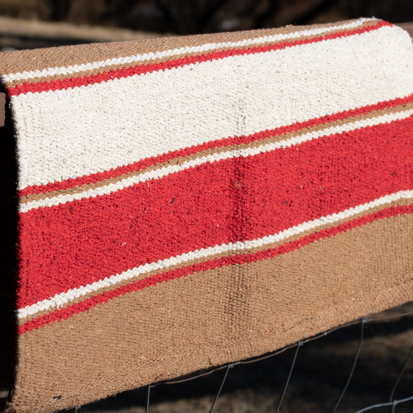 Weaver Double Weave Acrylic Saddle Blanket Tan and Red 32" x 32"