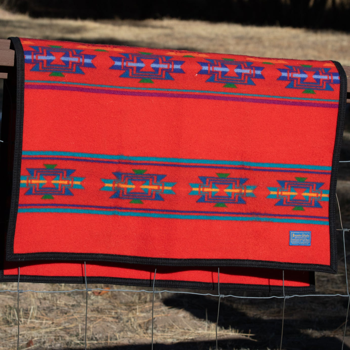 Beaver State Pendleton Woolen Mills Aztec Print Red Saddle Blanket