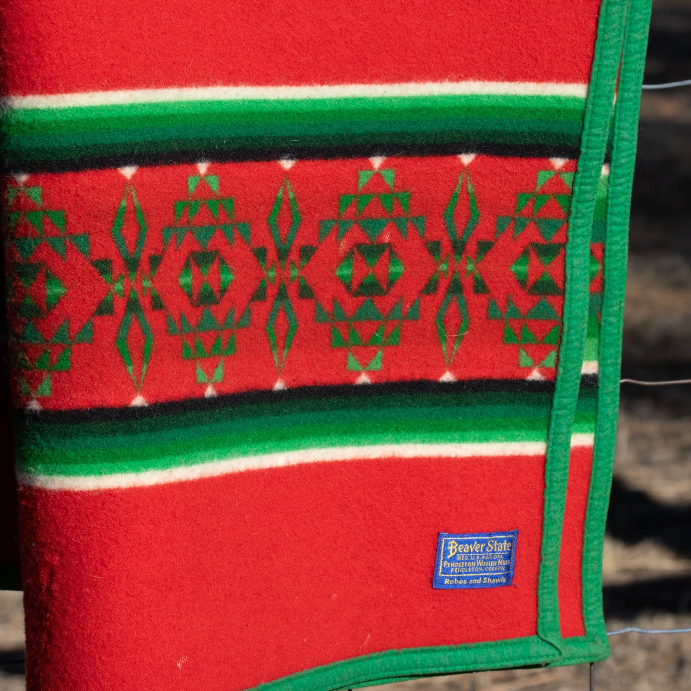 Vintage Beaver State Pendleton Woolen Mills Aztec Red Saddle Blanket