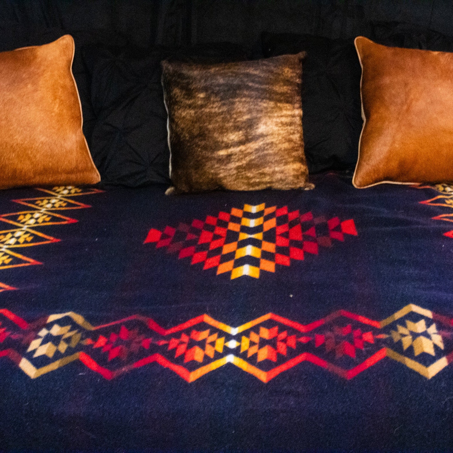 Pendleton Beaver State Reversable Blanket Featuring Black Red Orange Brown