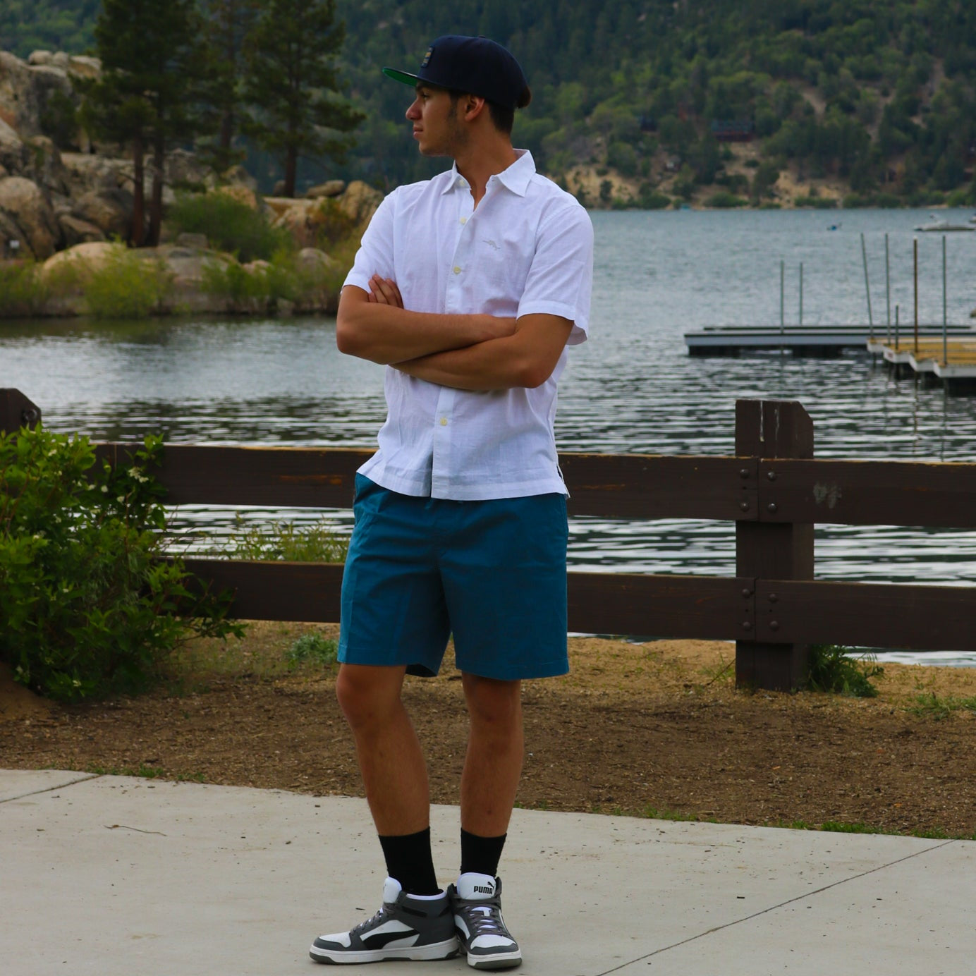 Ultimate Pull on Shorts in the Color Blue