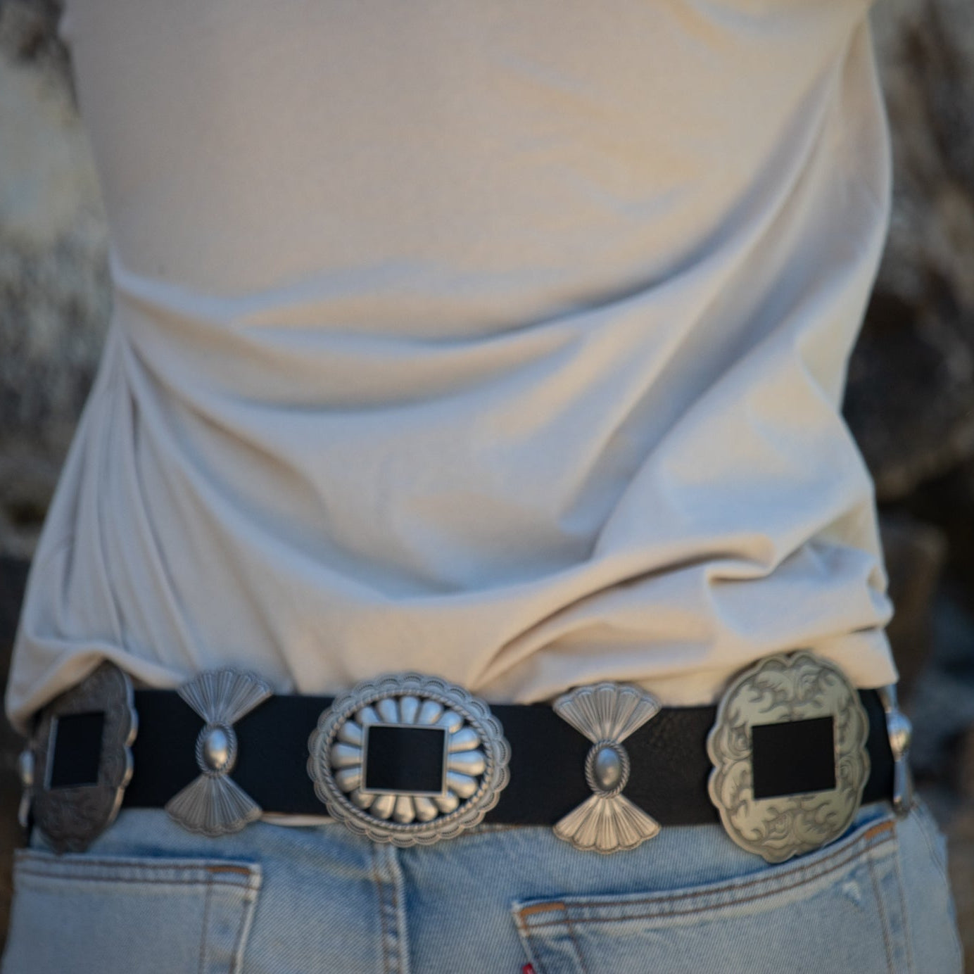 Genuine Leather Concho Wide-Width Western Belt
