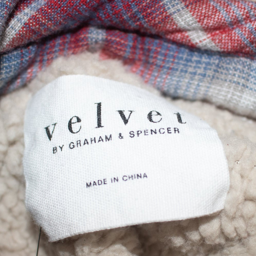Velvet By Graham & Spencer Red and Blue Flannel with Sherpa Liner Size Small