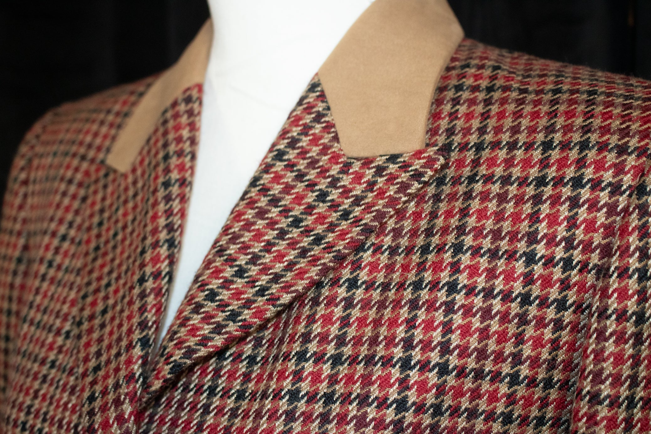 Pendleton Houndstooth Blazer Women Size 6 Suede Trim Western Wool Jacket