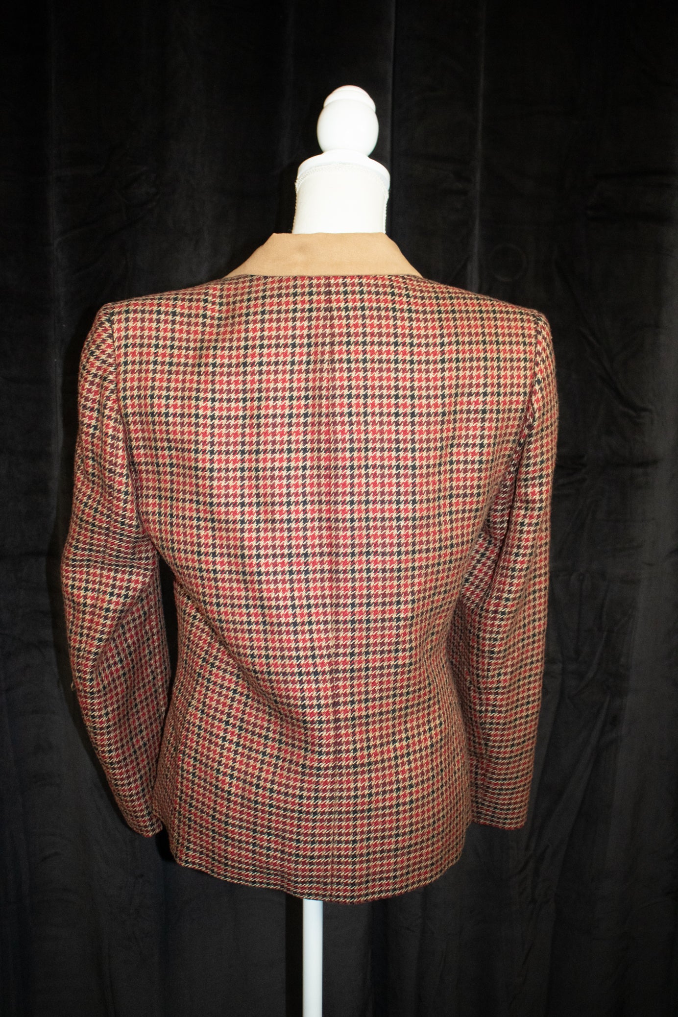 Pendleton Houndstooth Blazer Women Size 6 Suede Trim Western Wool Jacket