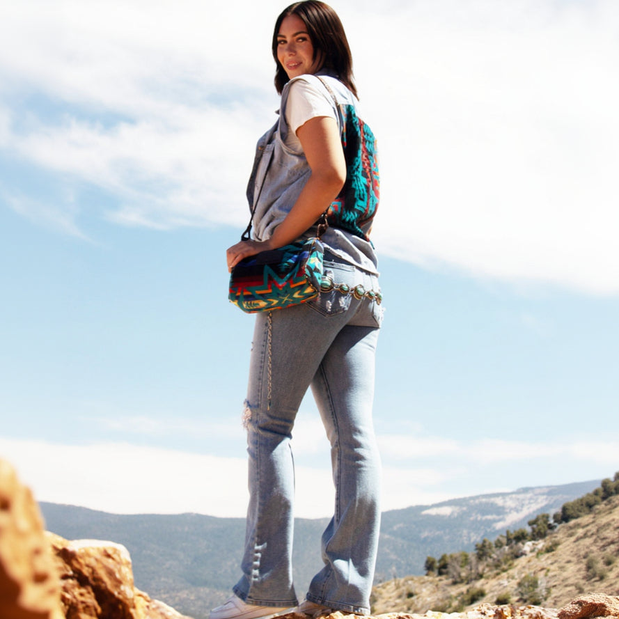Altar'd State Bell Bottom Jeans with fraying accents