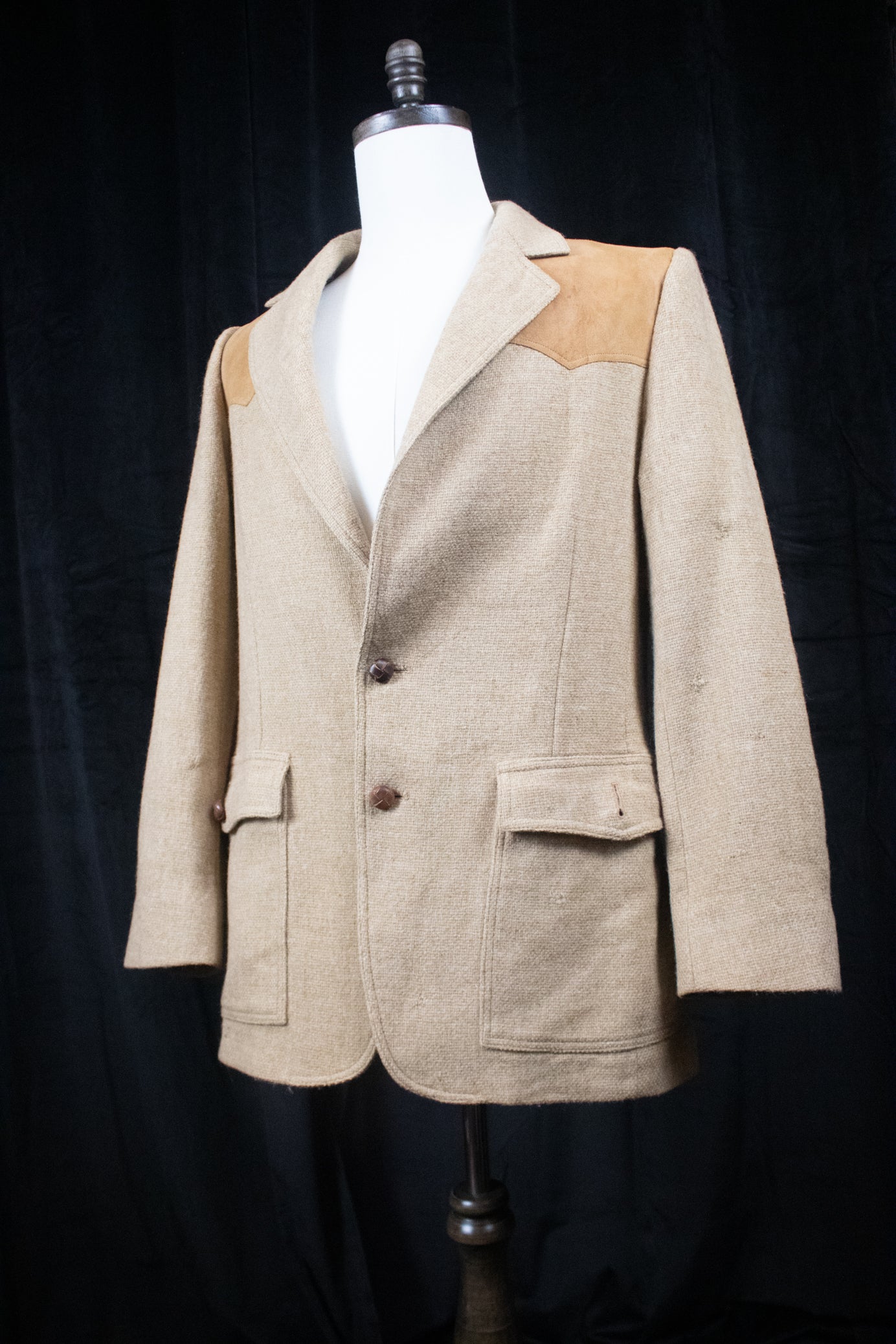 pendleton western blazer 42 long wool suede trim made in usa cowboy jacket