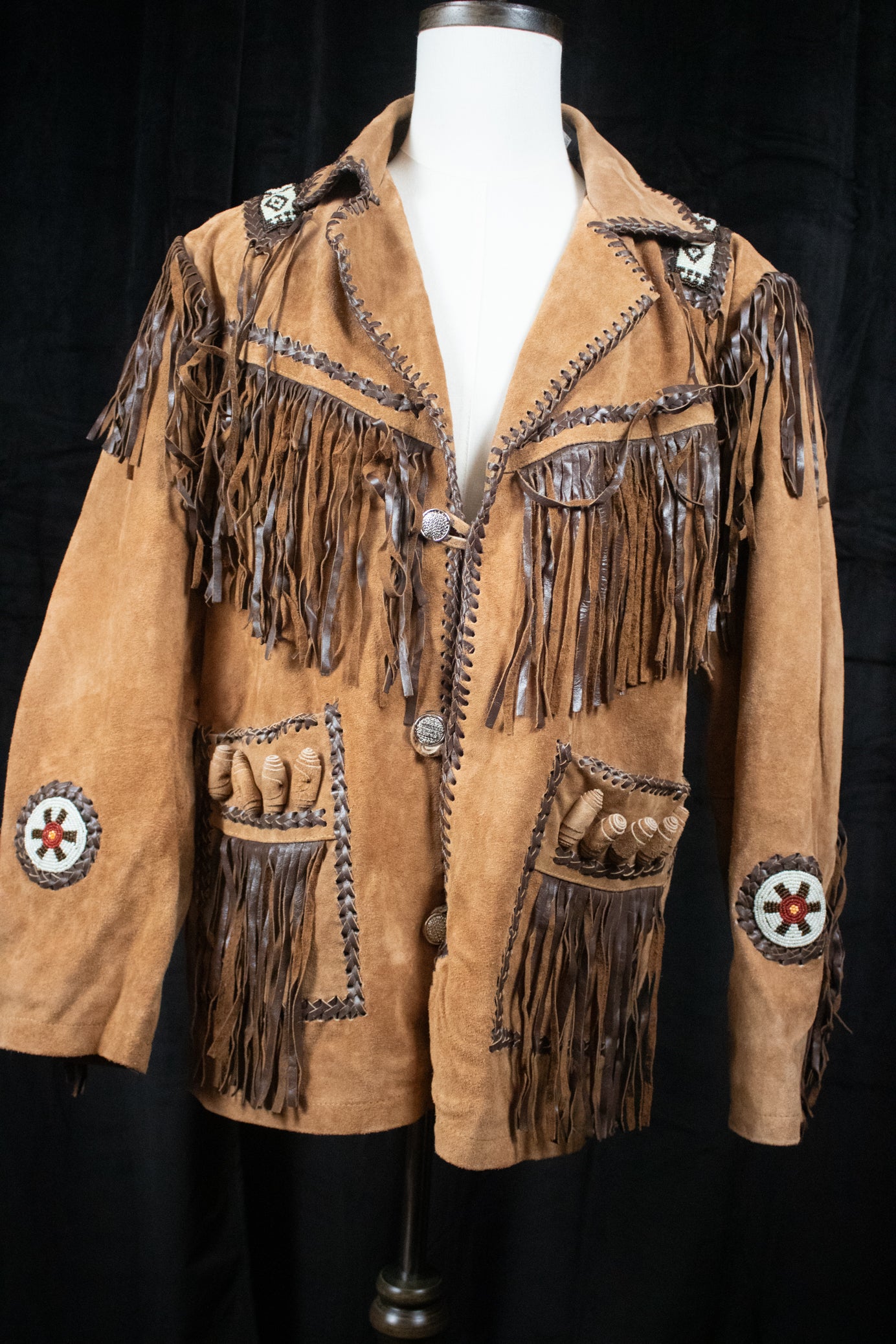 Brown Vintage Alpha Western Wear Saude and Leather Jacket