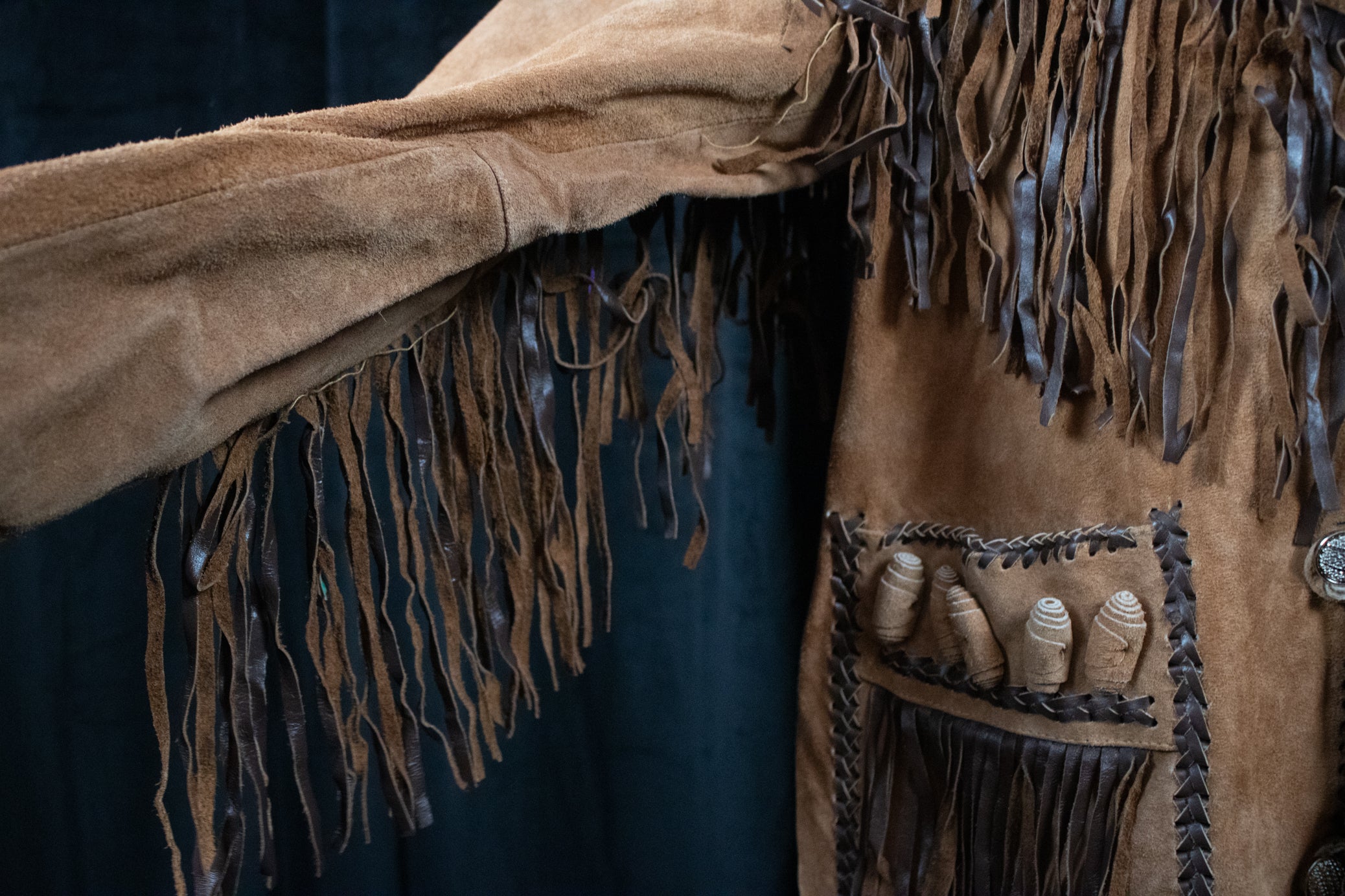 Brown Vintage Alpha Western Wear Saude and Leather Jacket