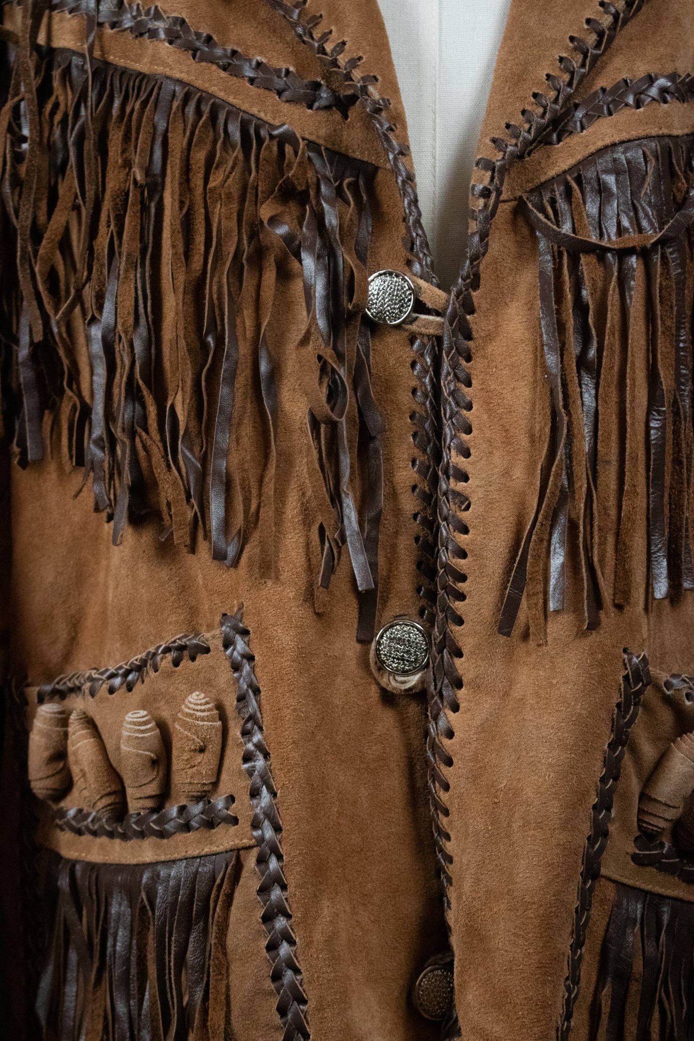 Brown Vintage Alpha Western Wear Saude and Leather Jacket