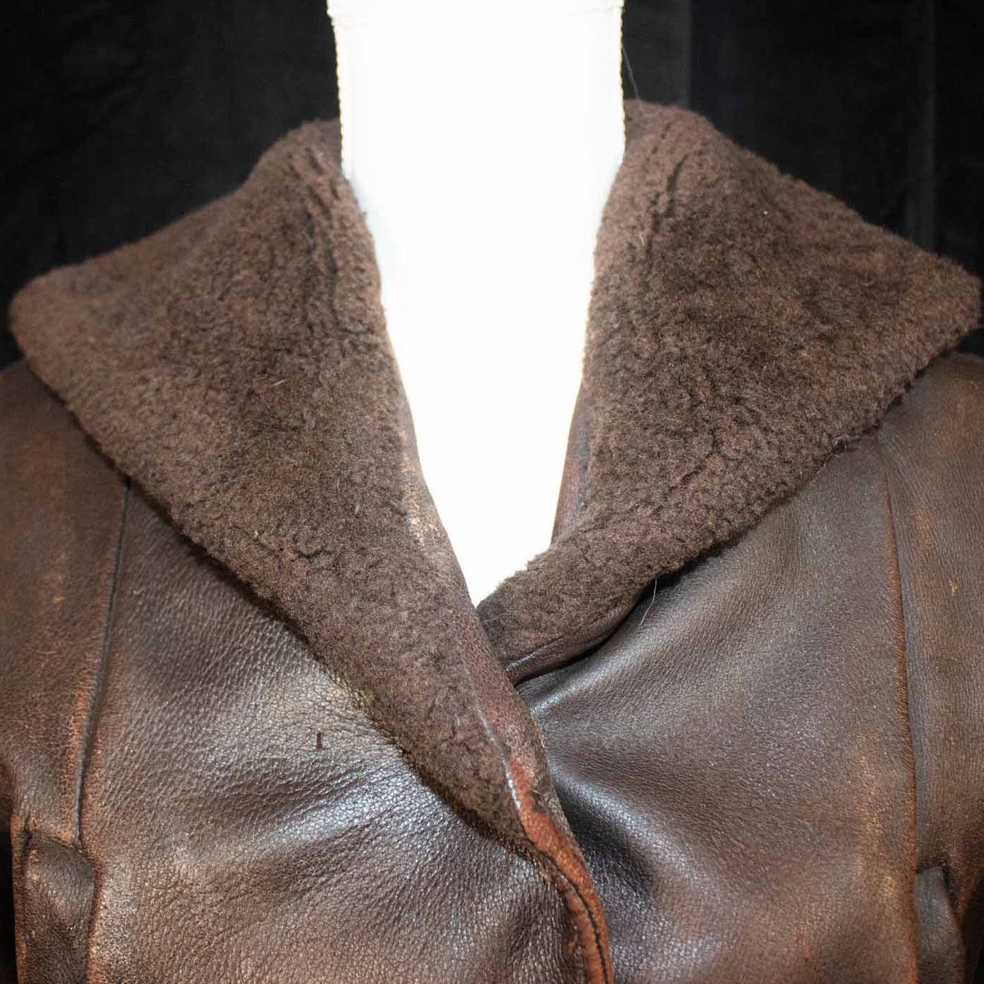 Small Cropped Leather Bomber Jacket Brown Color