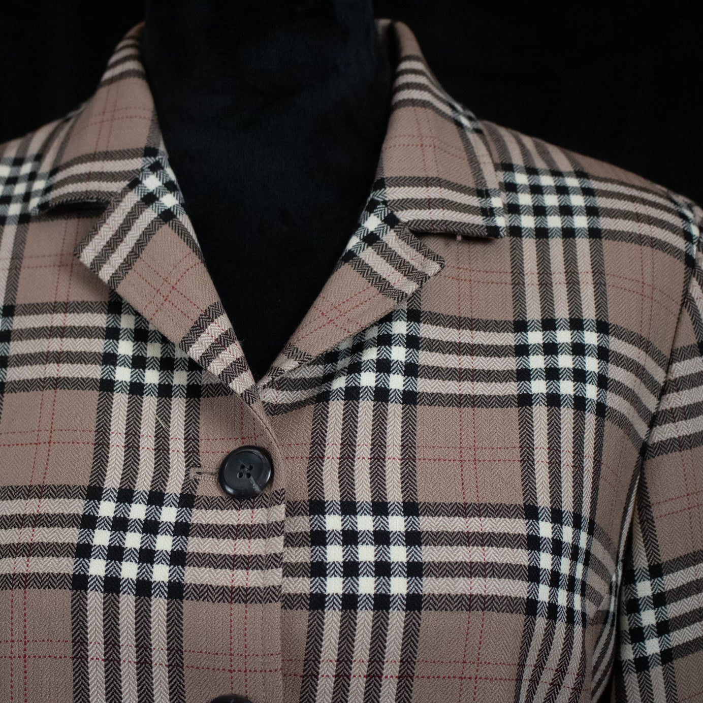 Vintage Pendleton Burberry Print Tartan Plaid 100% Virgin Wool Blazer Size Pettie 8