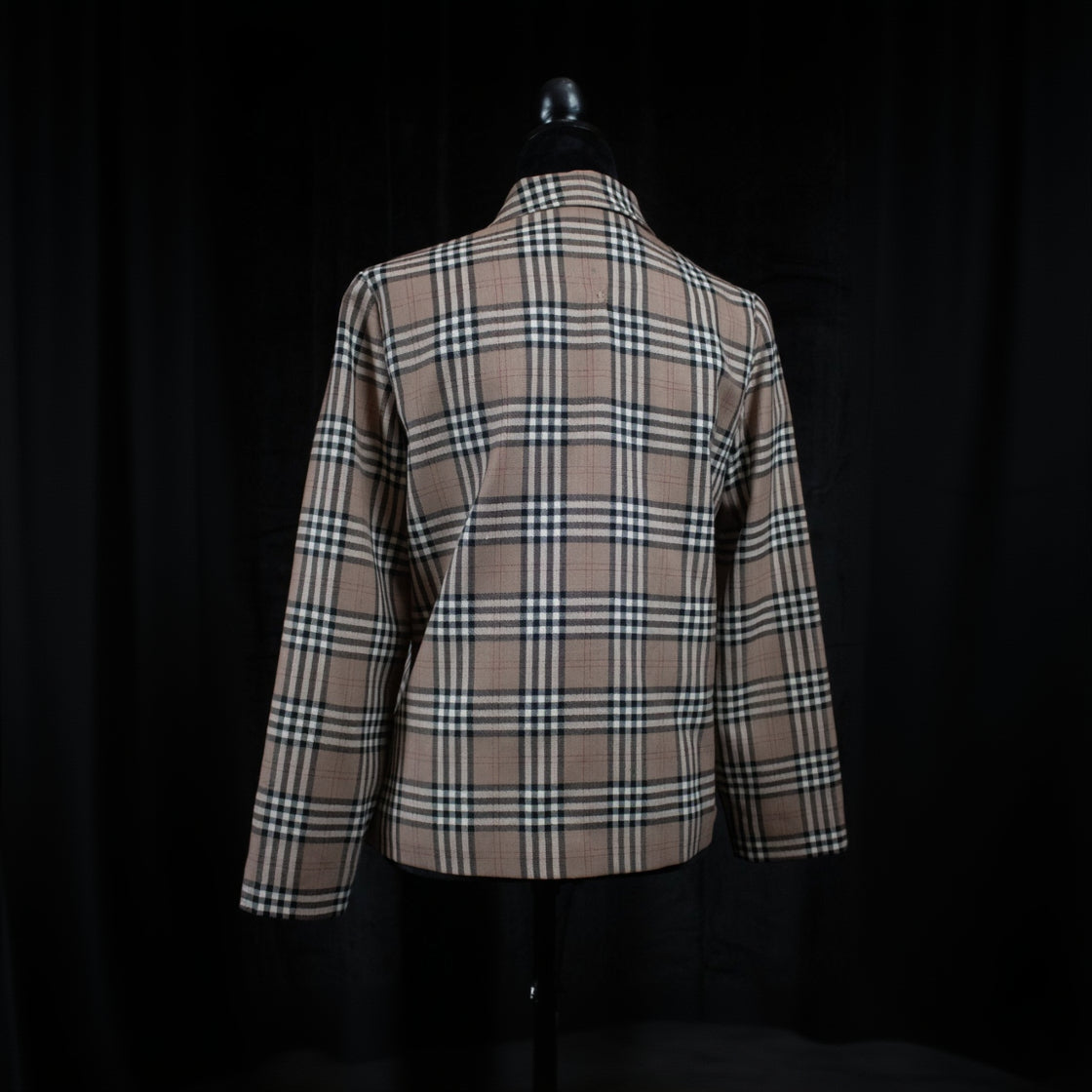 Vintage Pendleton Burberry Print Tartan Plaid 100% Virgin Wool Blazer Size Pettie 8