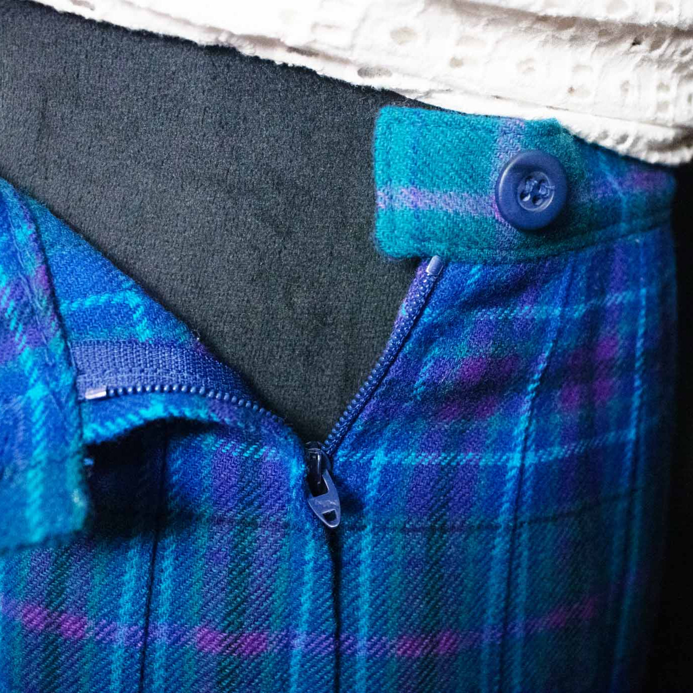 Pendleton Women's Teal Blue Purple Plaid Pleated Wool Skirt