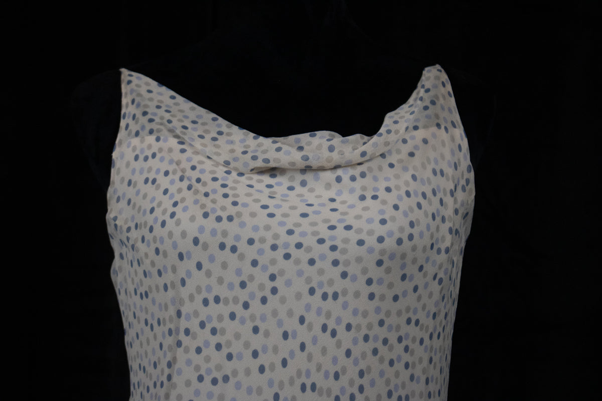 Jonathan Martin Studio 100% Silk Light Blue Polka-Dot Slip Dress Size 12