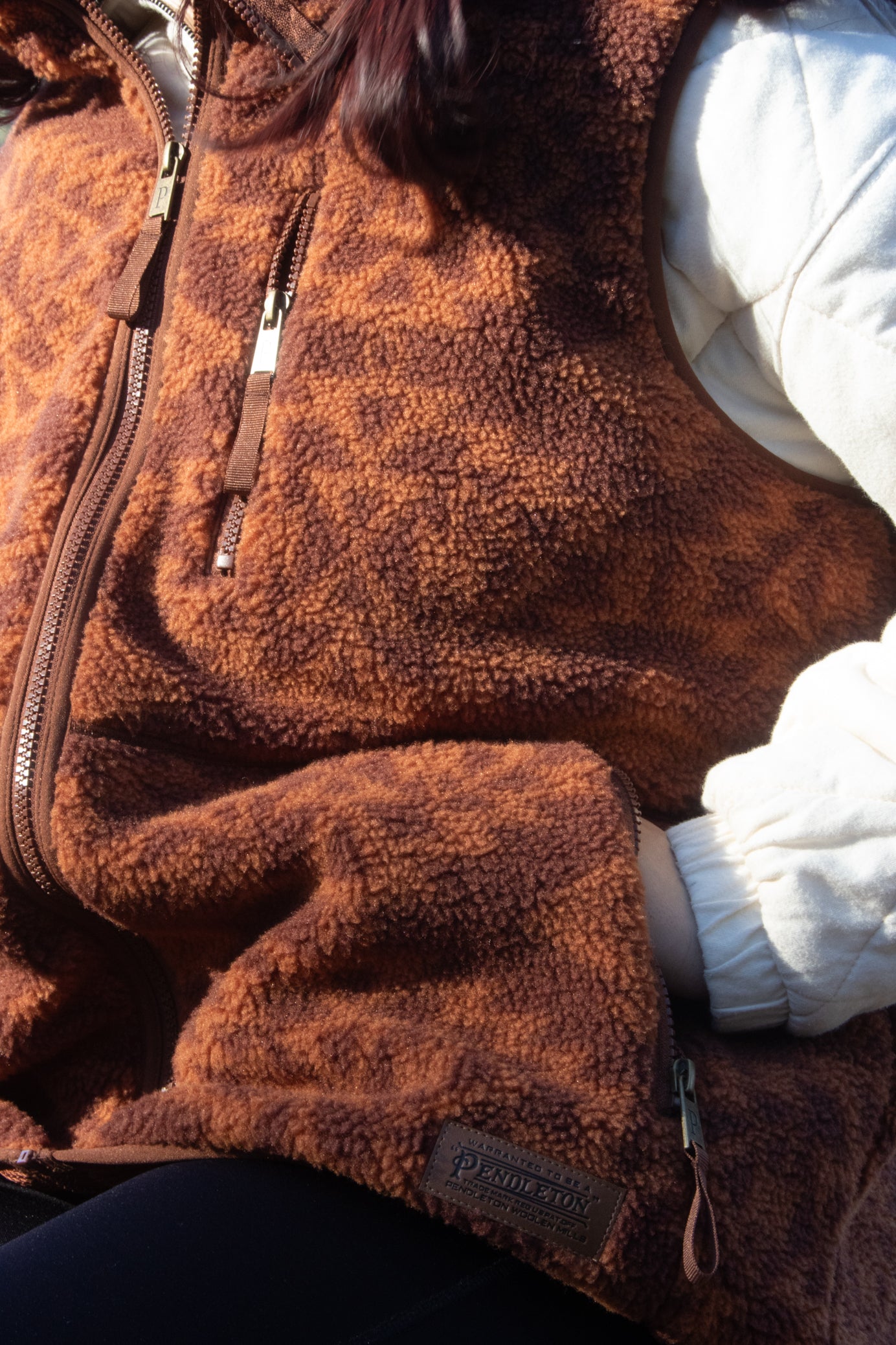 Pendleton Fleece Unisex Vest Mocha Colored