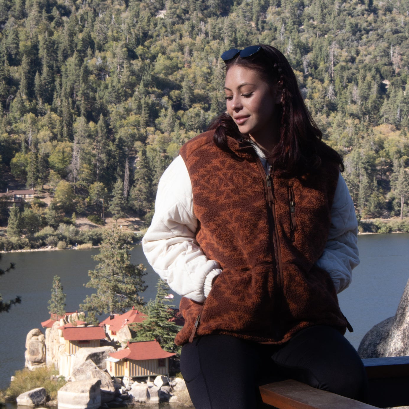 Pendleton Fleece Unisex Vest Mocha Colored
