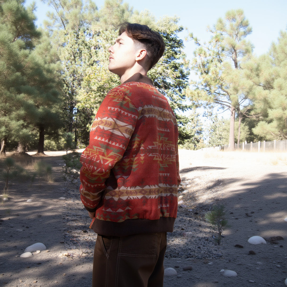 Pendleton Red Highland Peak Hoyt Jacquard Bomber Jacket