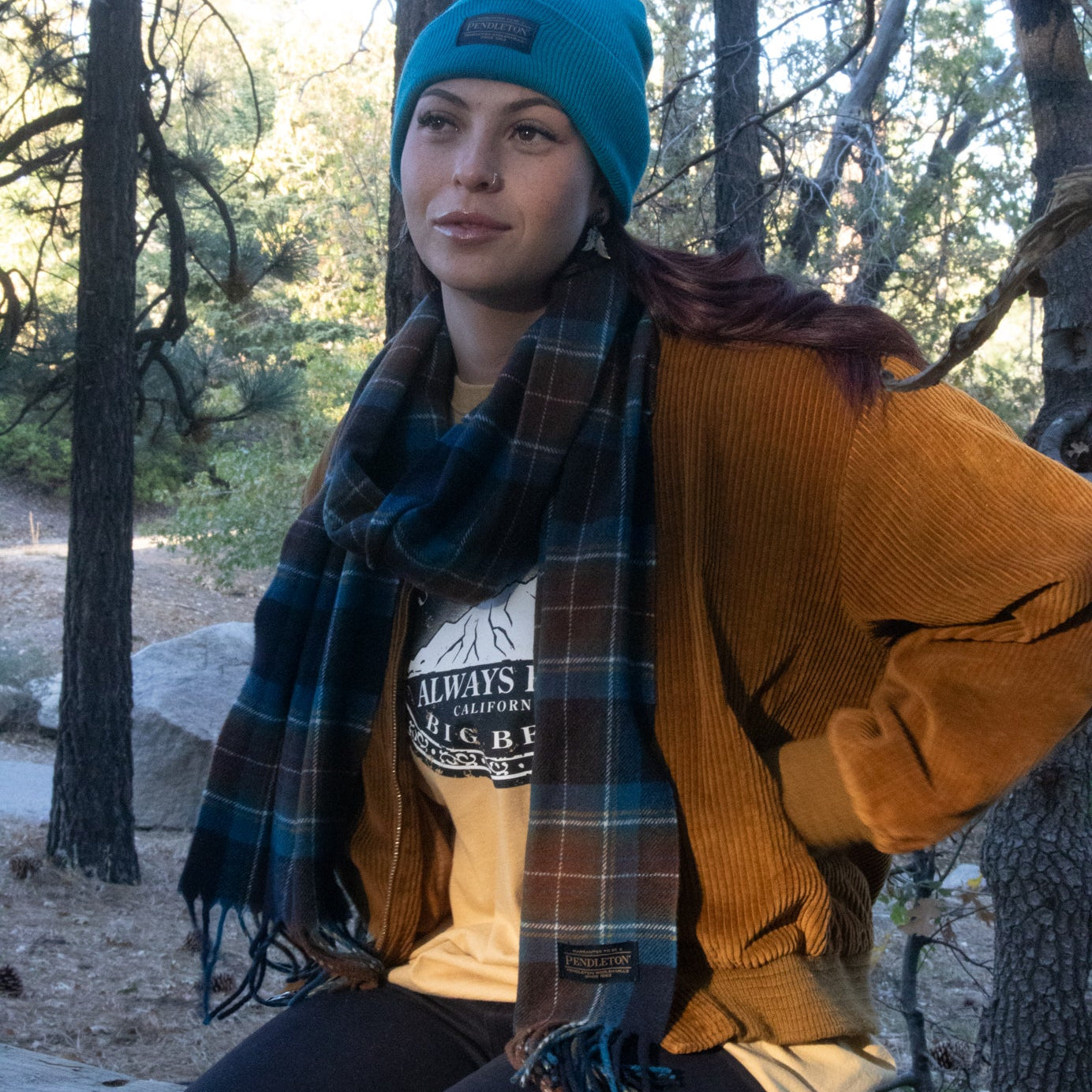 Pendleton Whisper Wool Muffler Century Harding Royal Blue Century Plaid Scarf