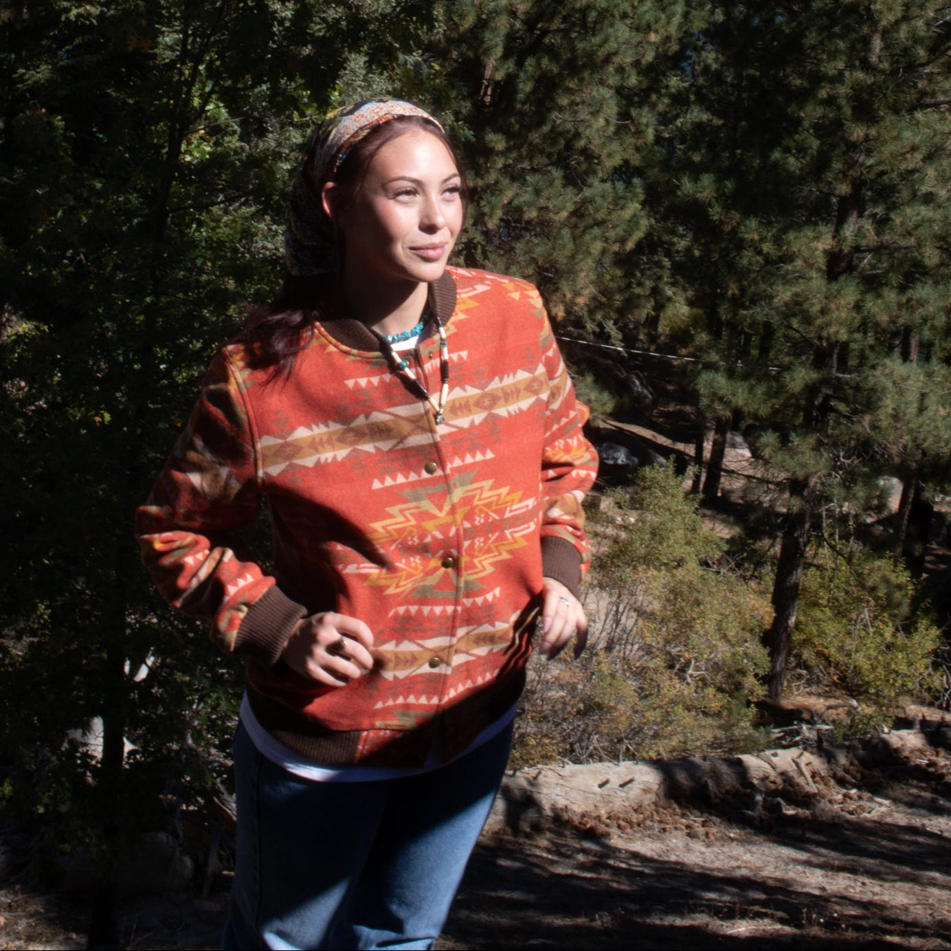 Pendleton Red Highland Peak Hoyt Jacquard Bomber Jacket